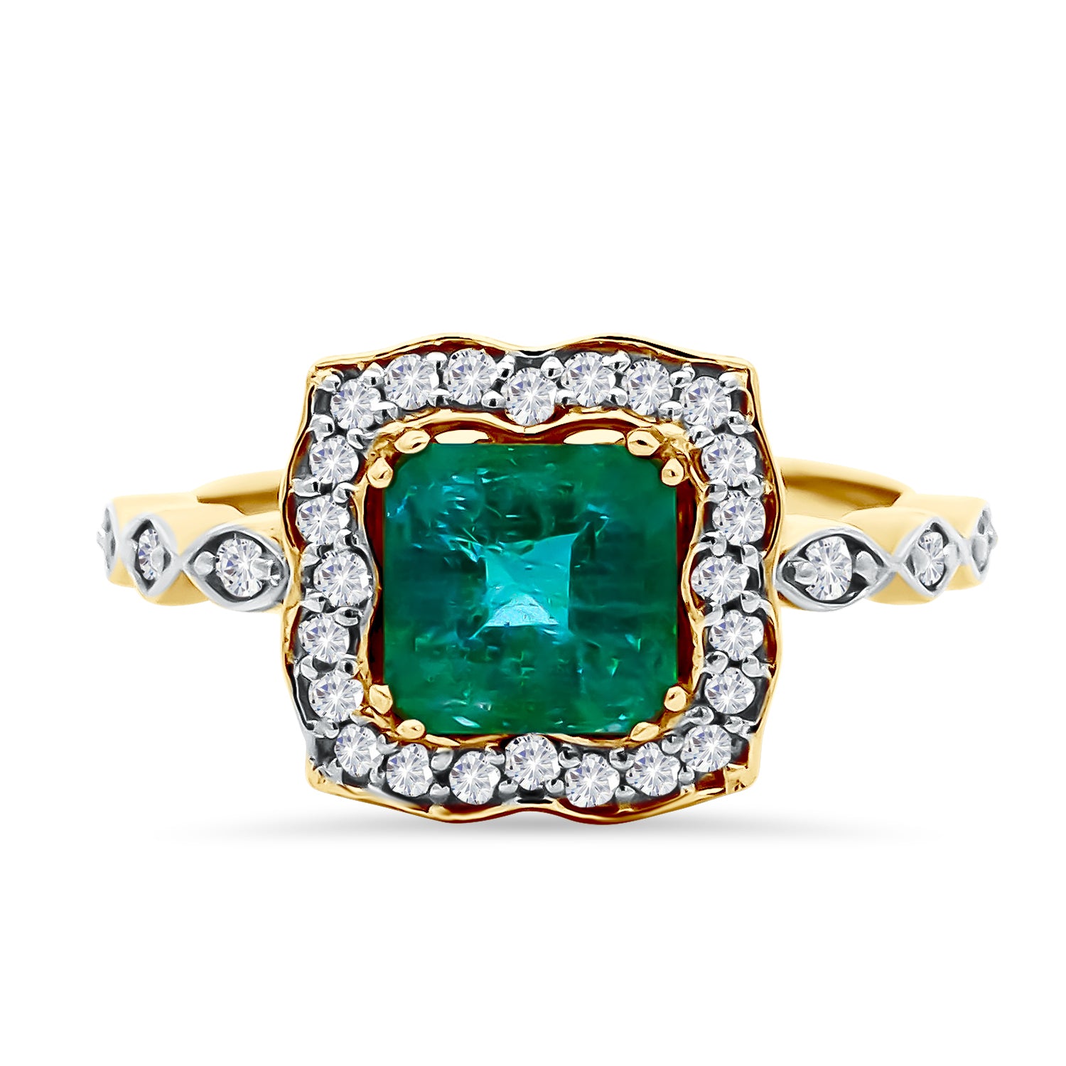 Cushion Emerald Diamond Ring
