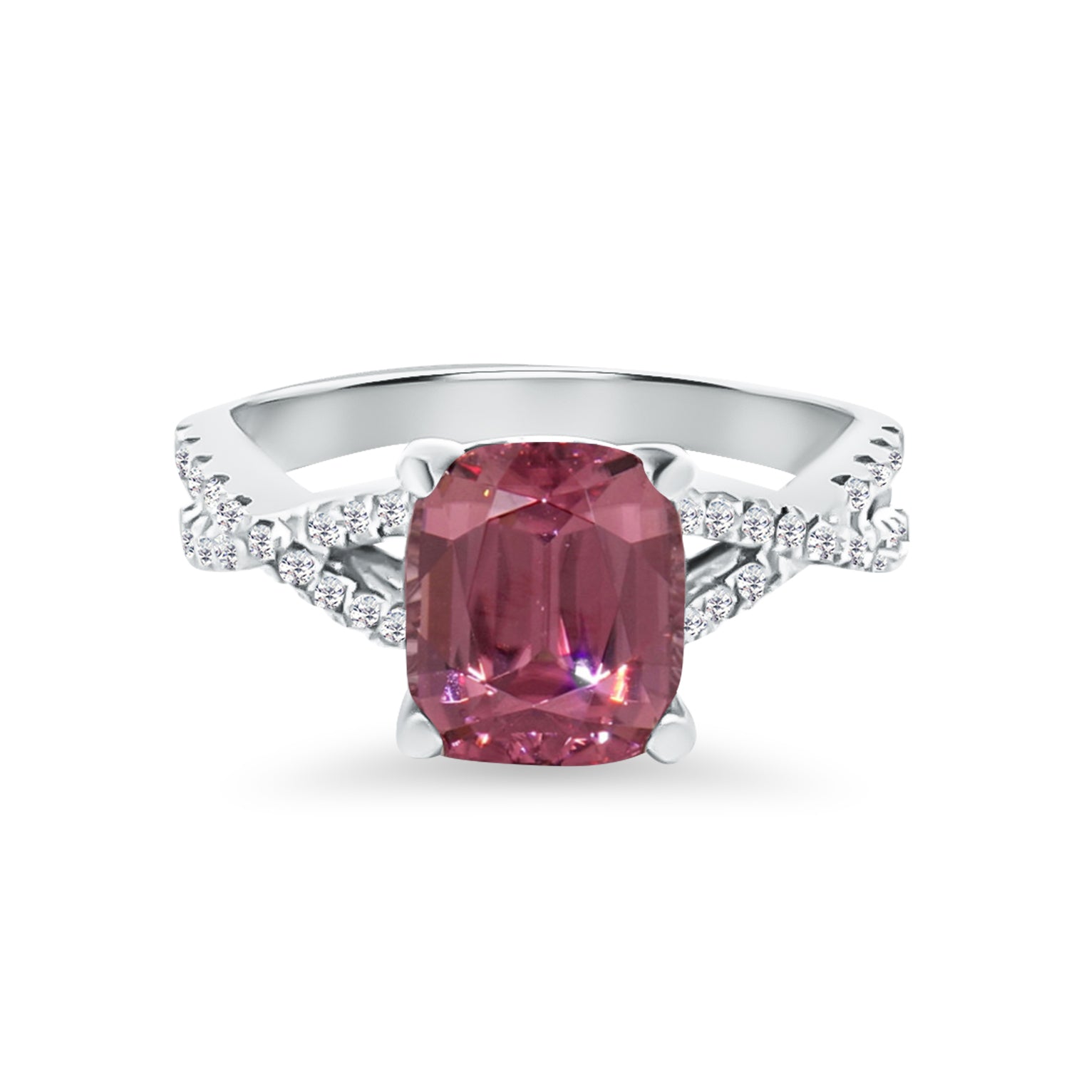 Pink Sapphire Diamond Ring
