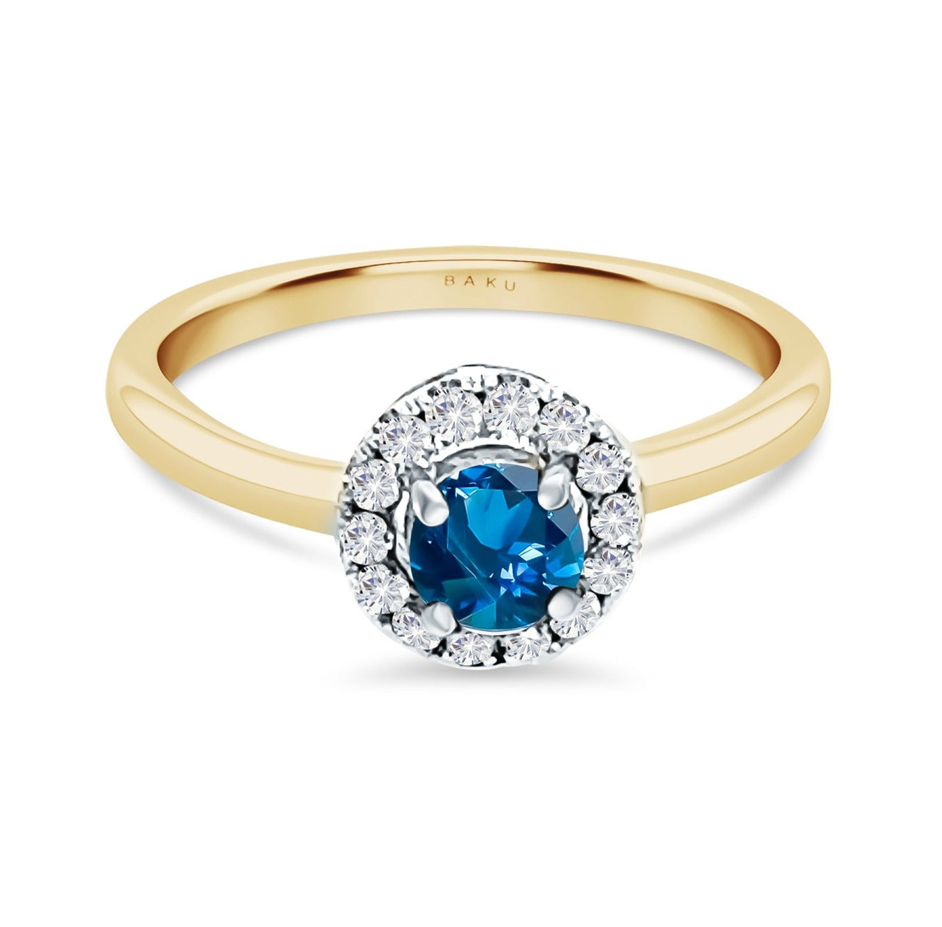 Blue Sapphire Round Diamond Ring