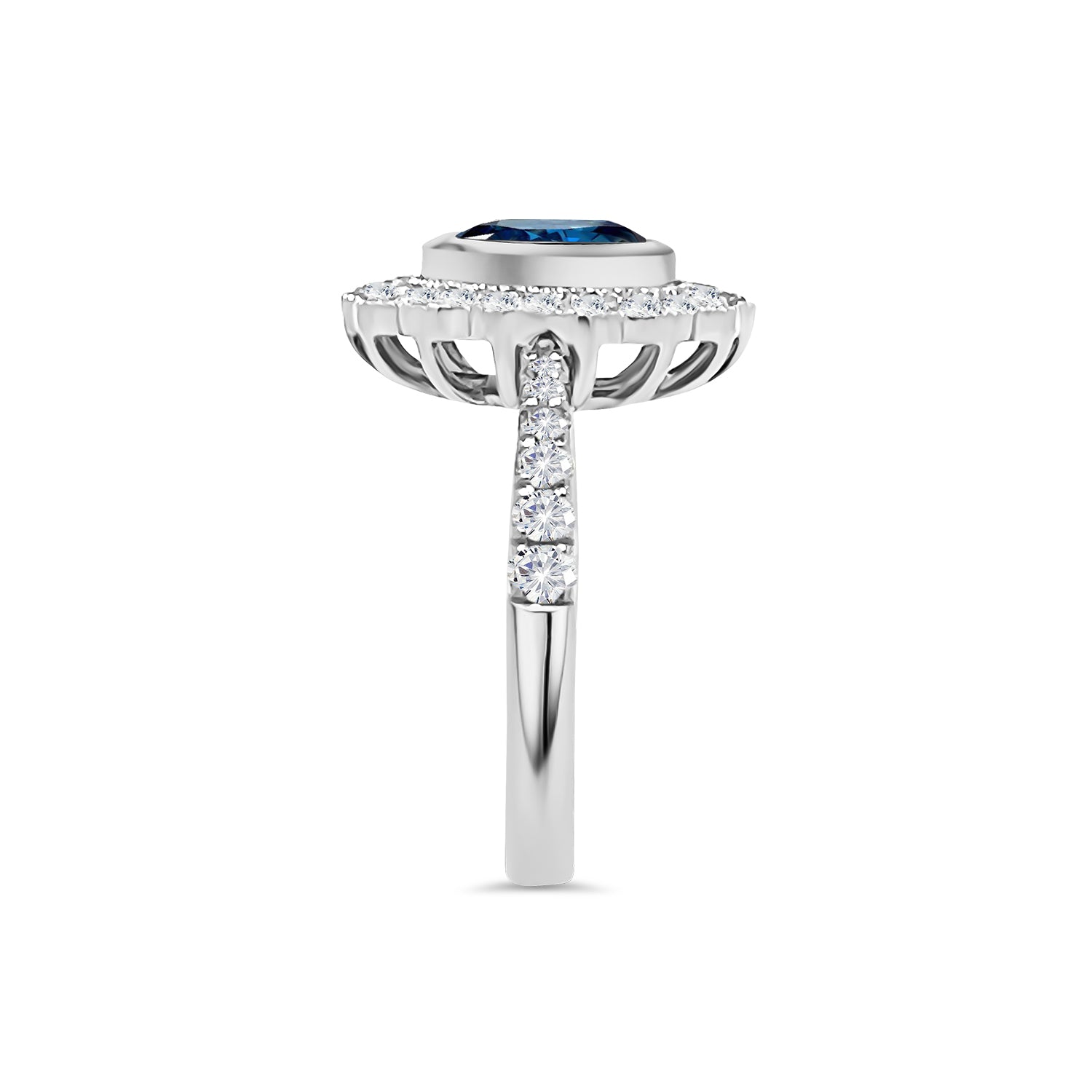 1.58Ct Blue Sapphire Natural Corundum Diamond Ring