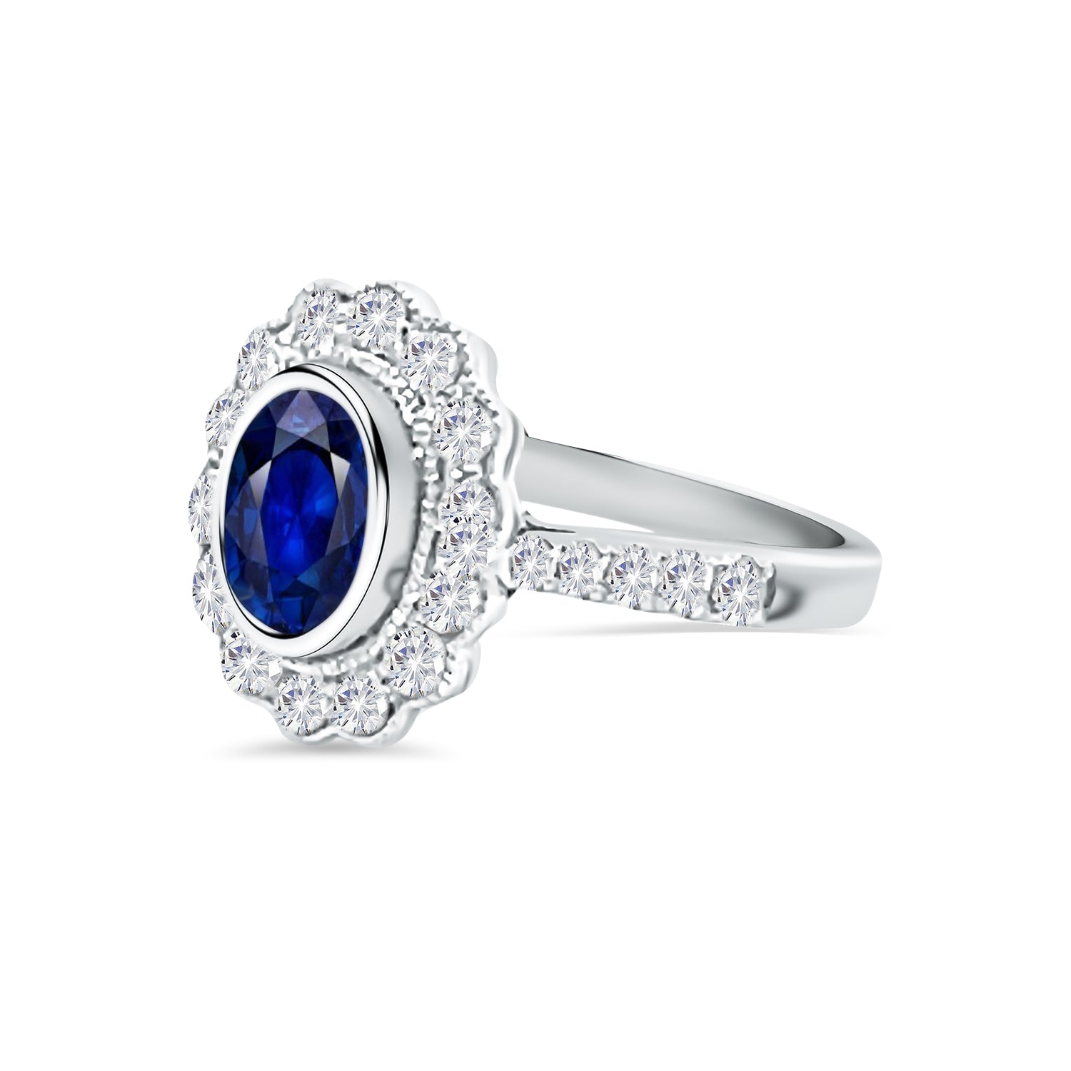 1.58Ct Blue Sapphire Natural Corundum Diamond Ring