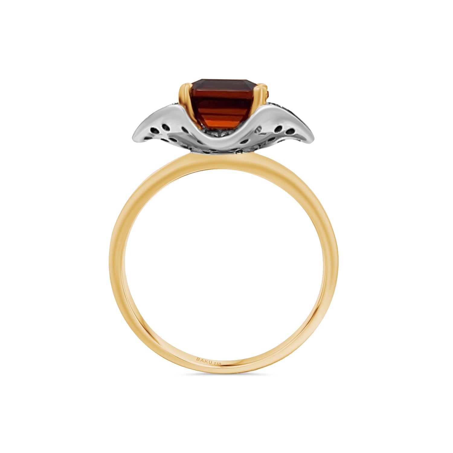 Hessonite Garnet Black Diamond Ring