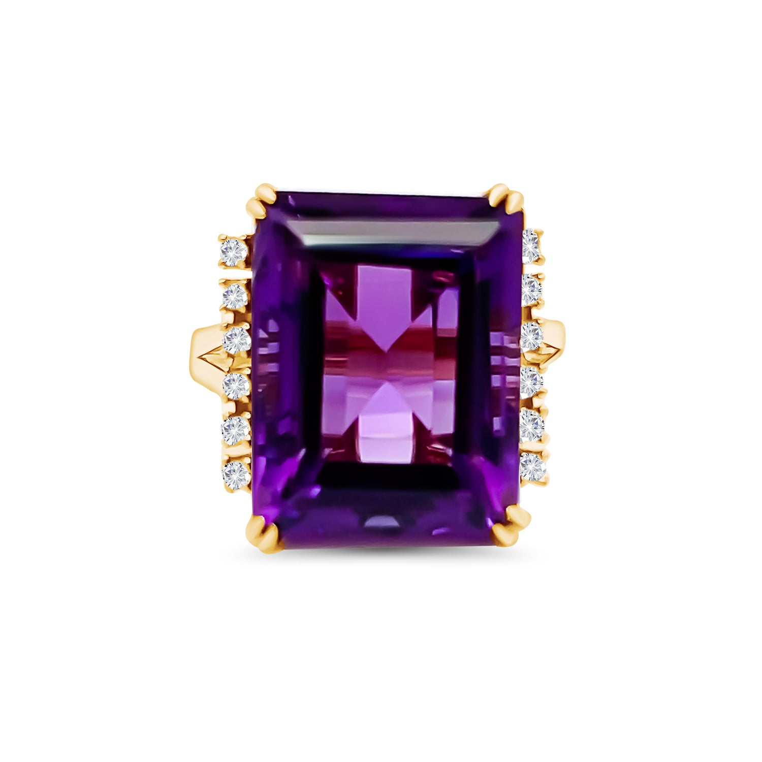 Amethyst Diamond Ring