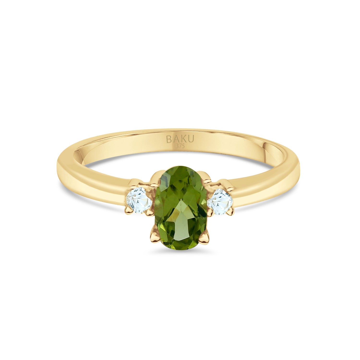 Peridot Oval and Diamond Ring