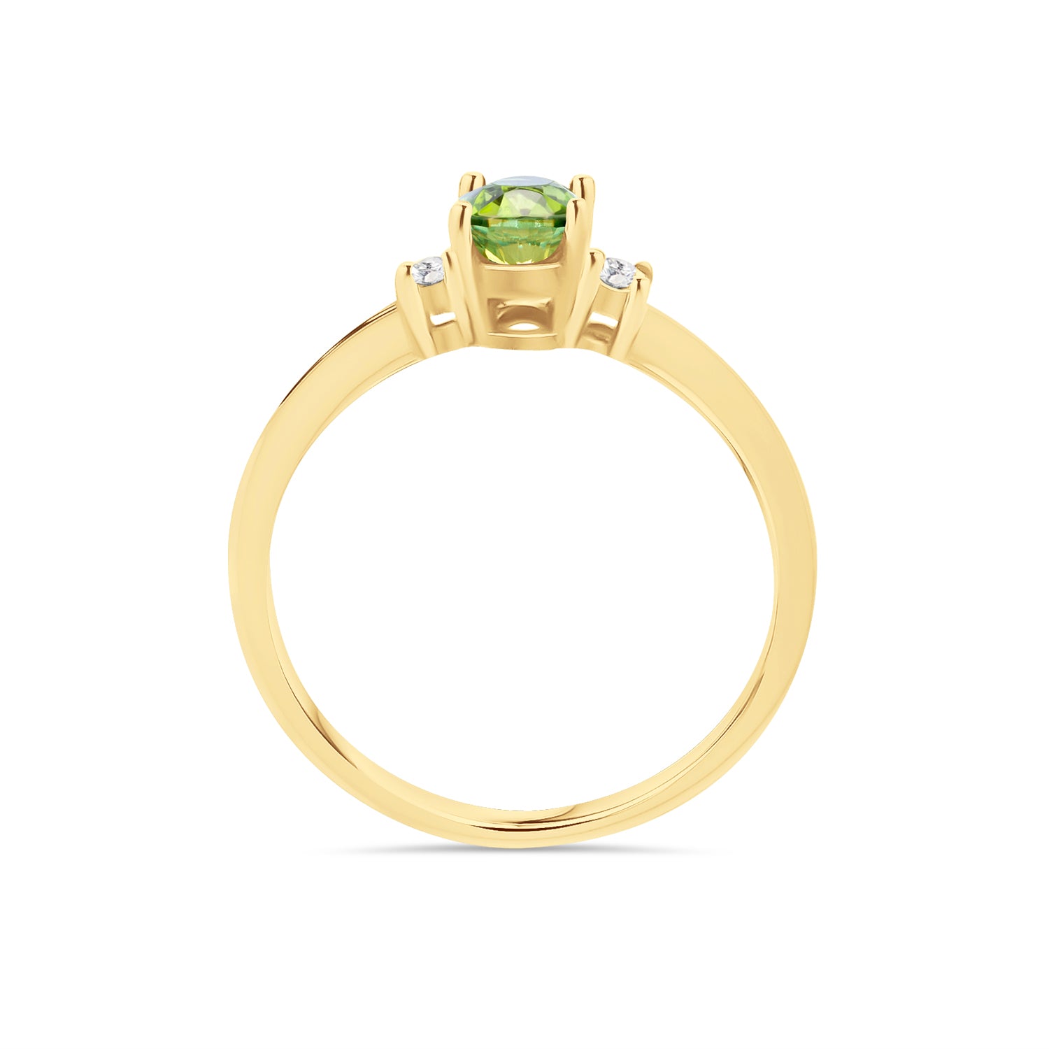 Peridot Oval and Diamond Ring