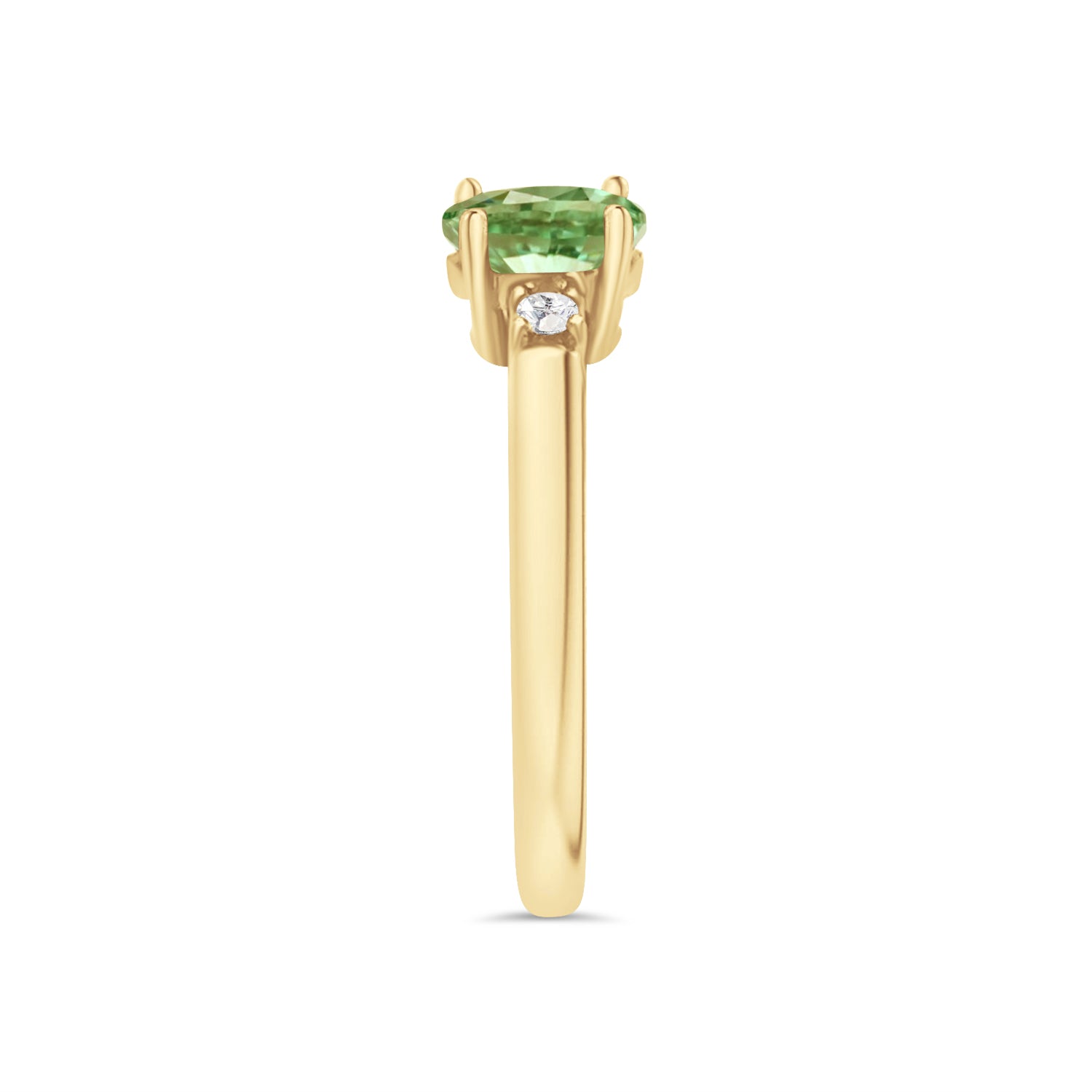 Peridot Oval and Diamond Ring