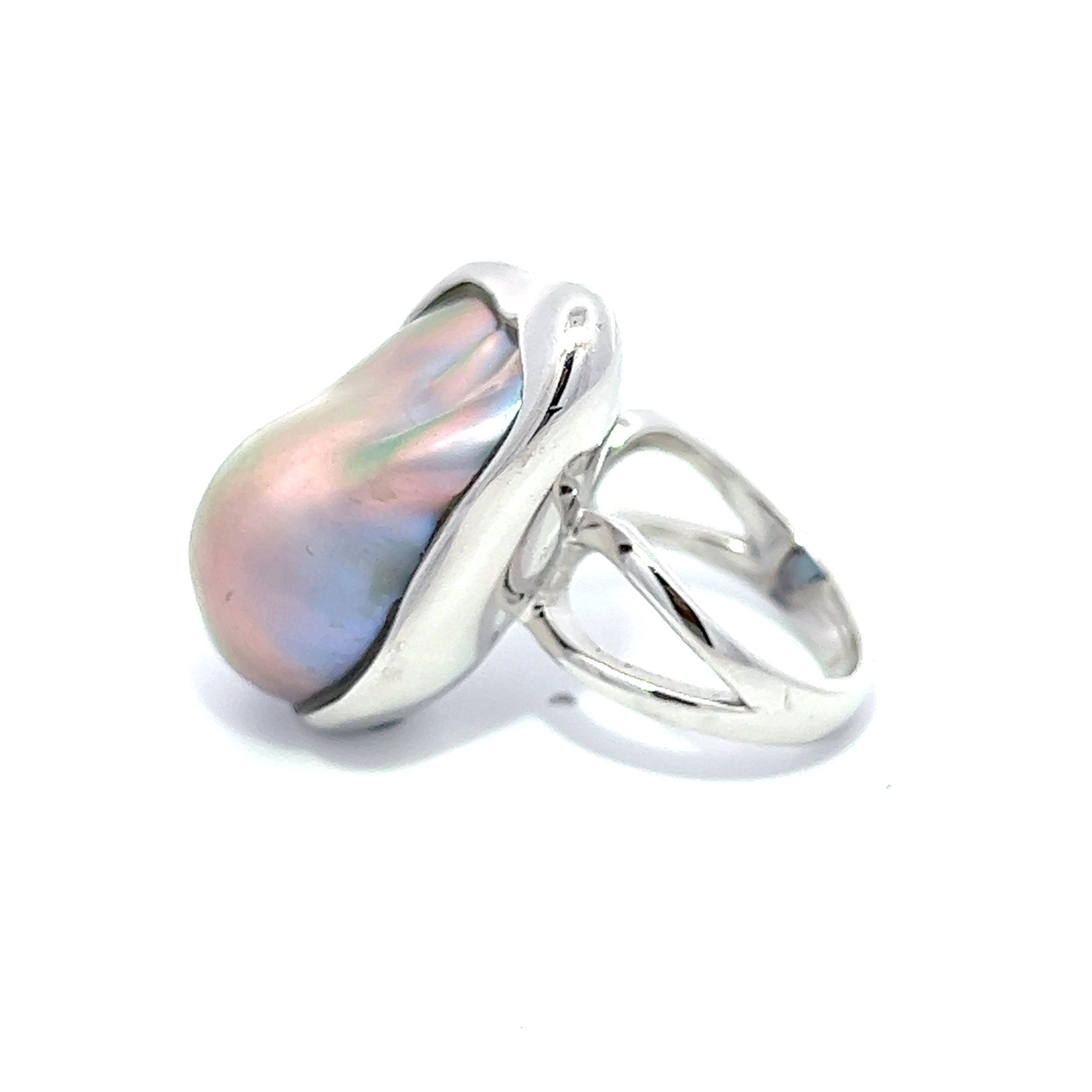 Baroque Grey-Pink Freshwater Pearl Ring