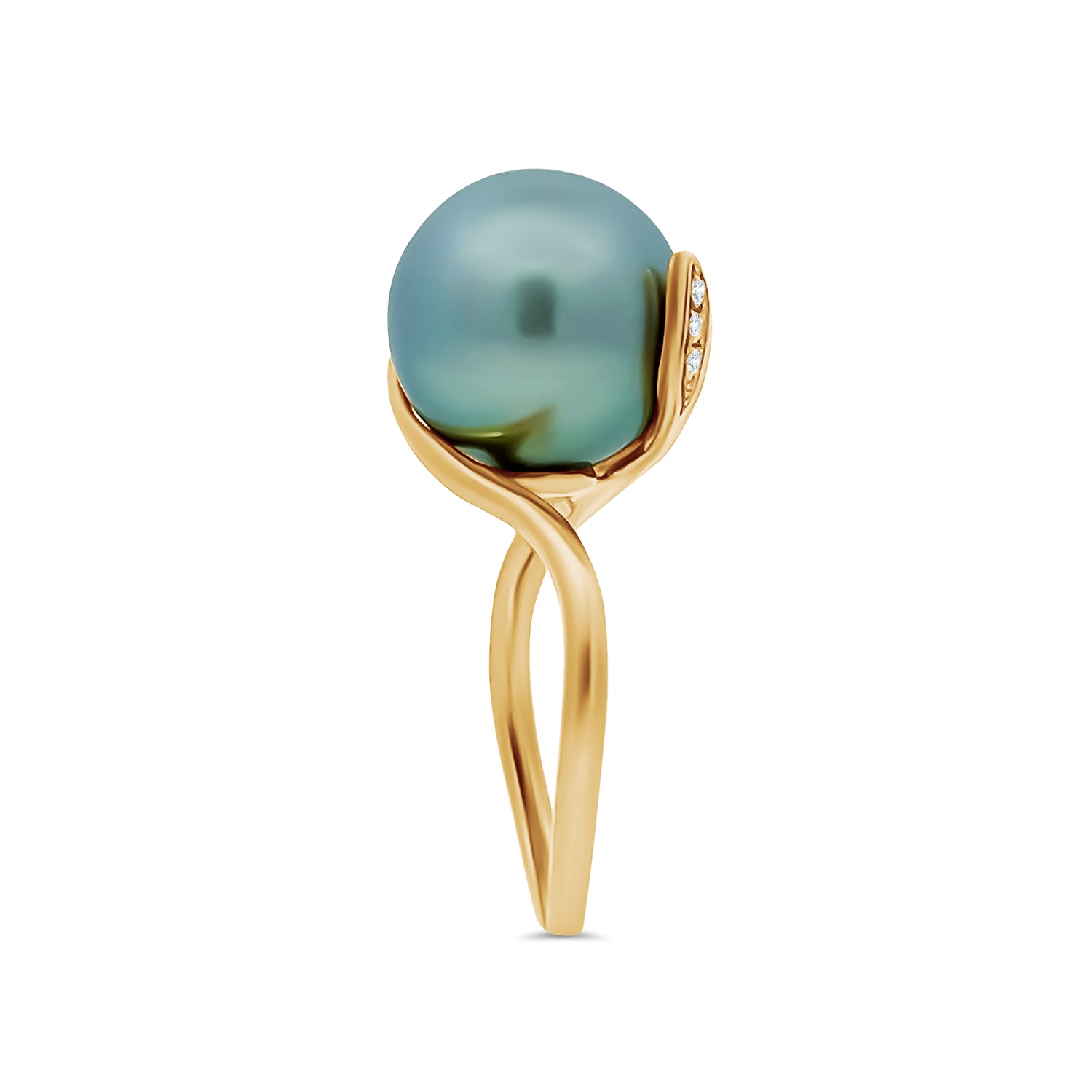 Grey South Sea Pearl Diamond Ring