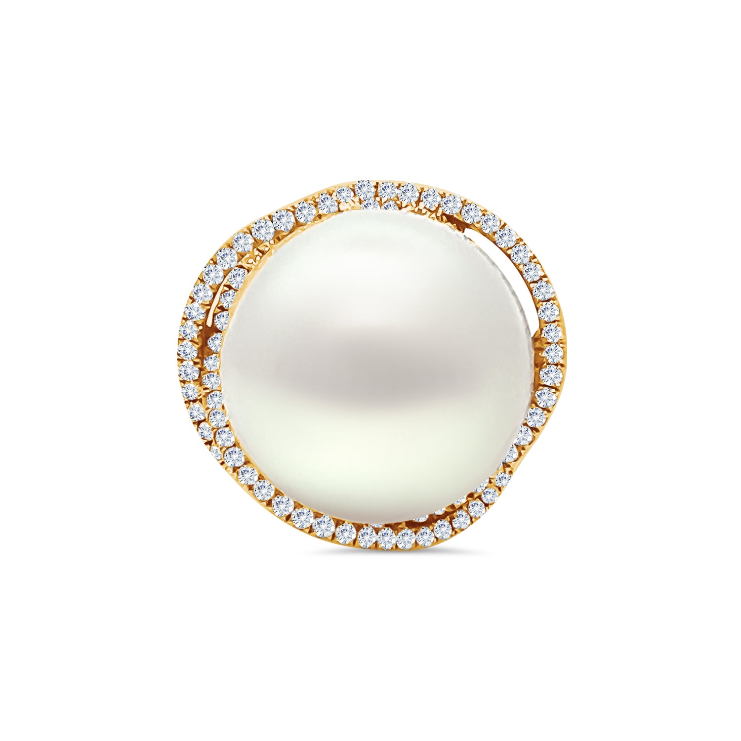 South Sea Pearl Round Diamond Ring