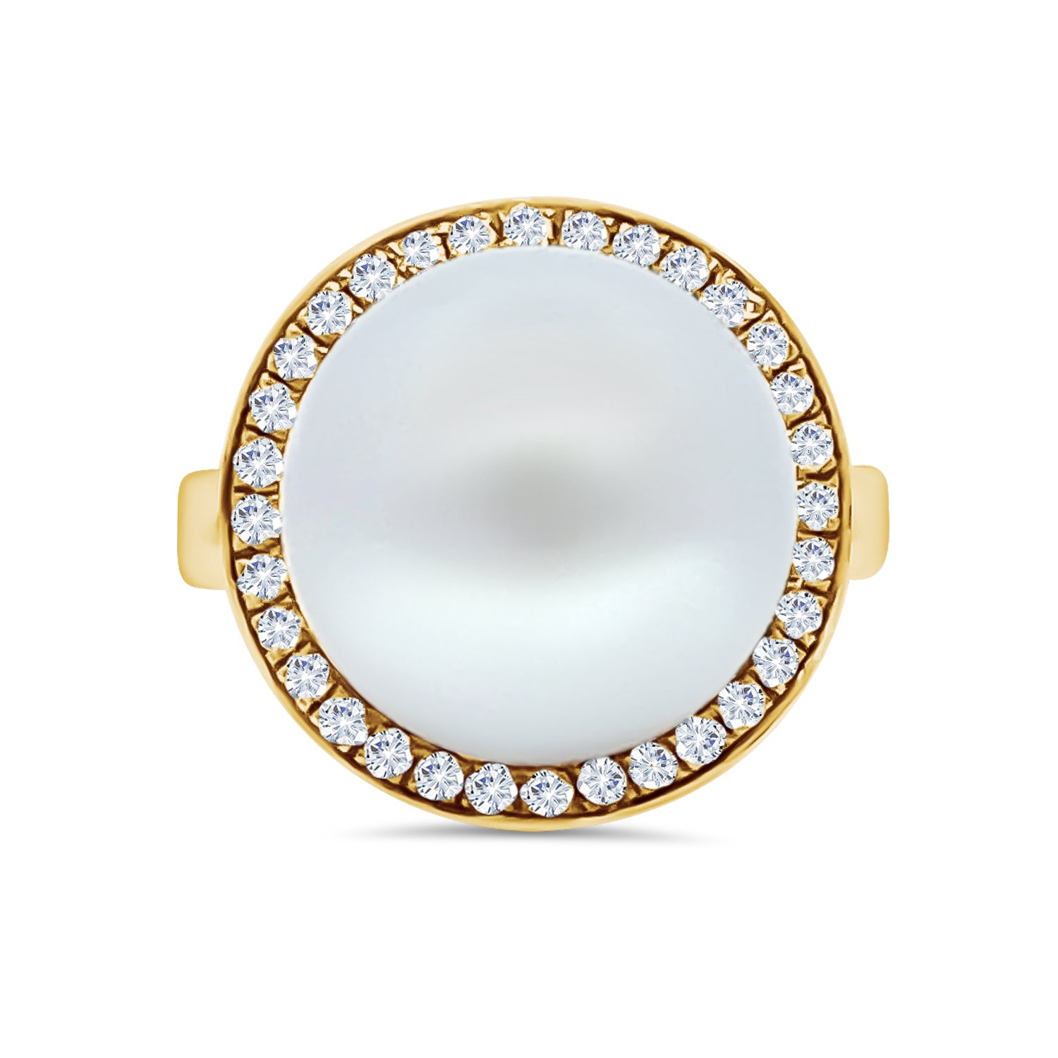 White South Sea Pearl Halo Diamond Ring
