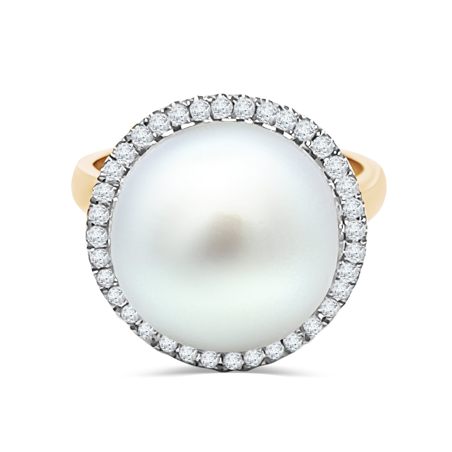 South Sea Pearl Diamond Halo Ring