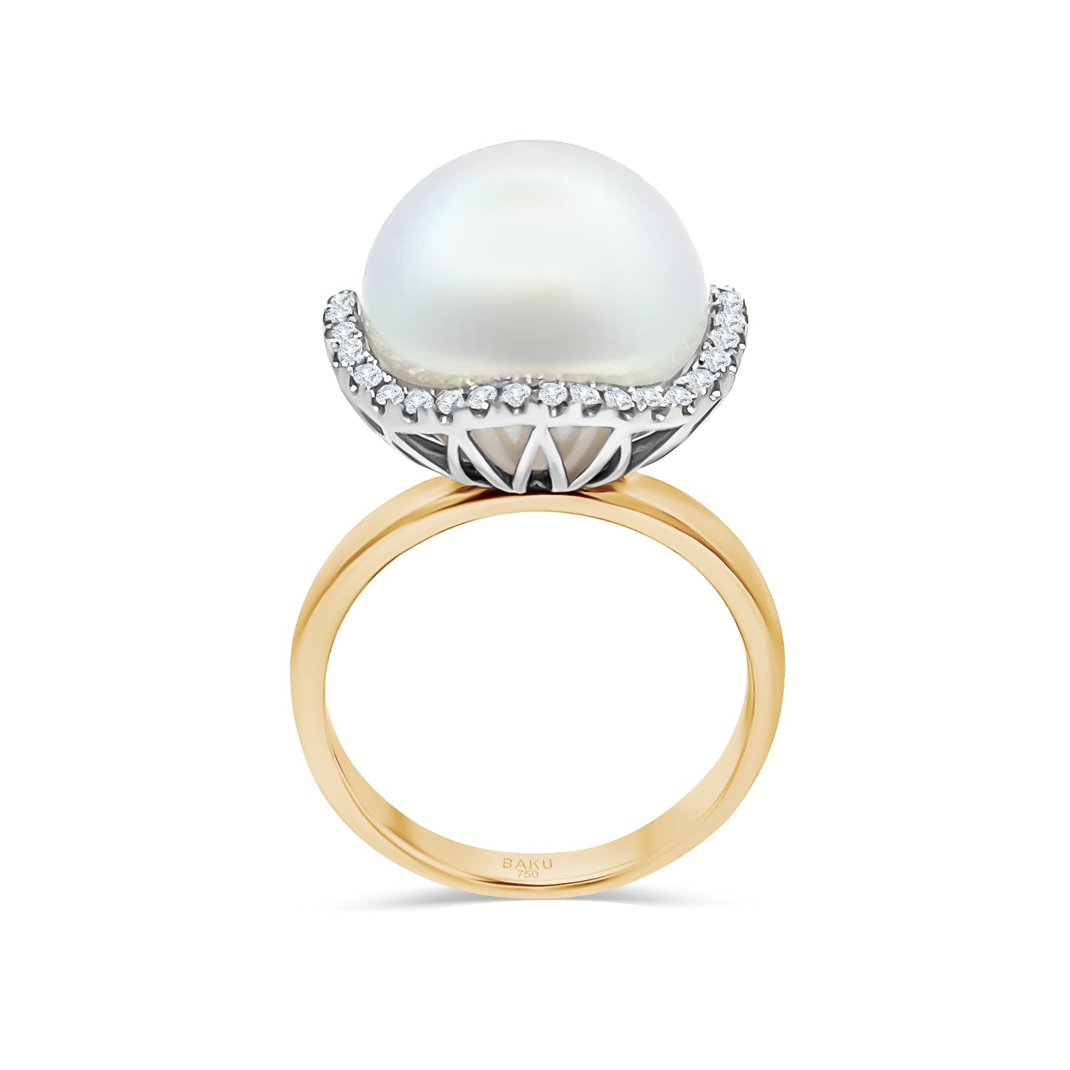 South Sea Pearl Diamond Halo Ring