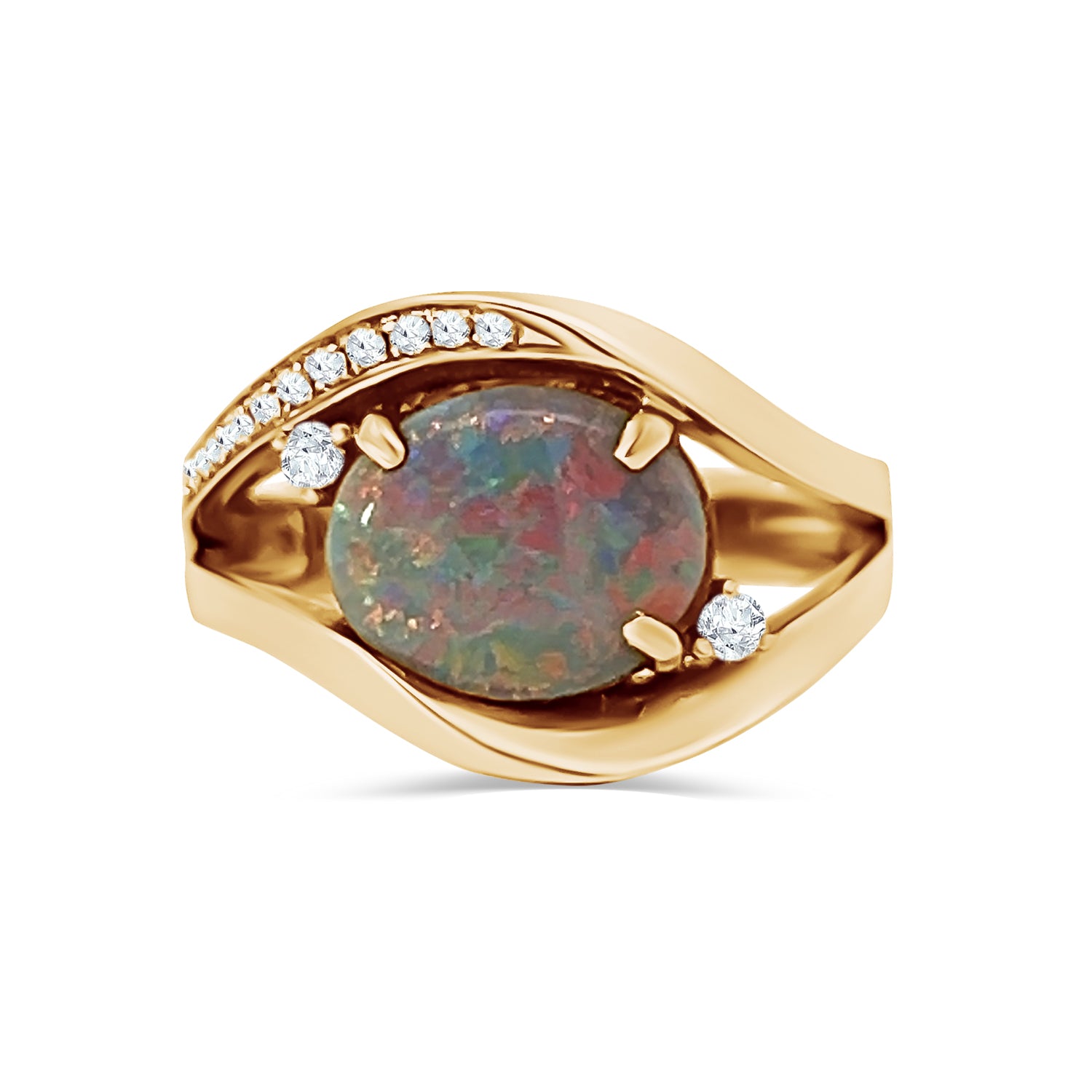 Black Opal Diamond Oval Ring