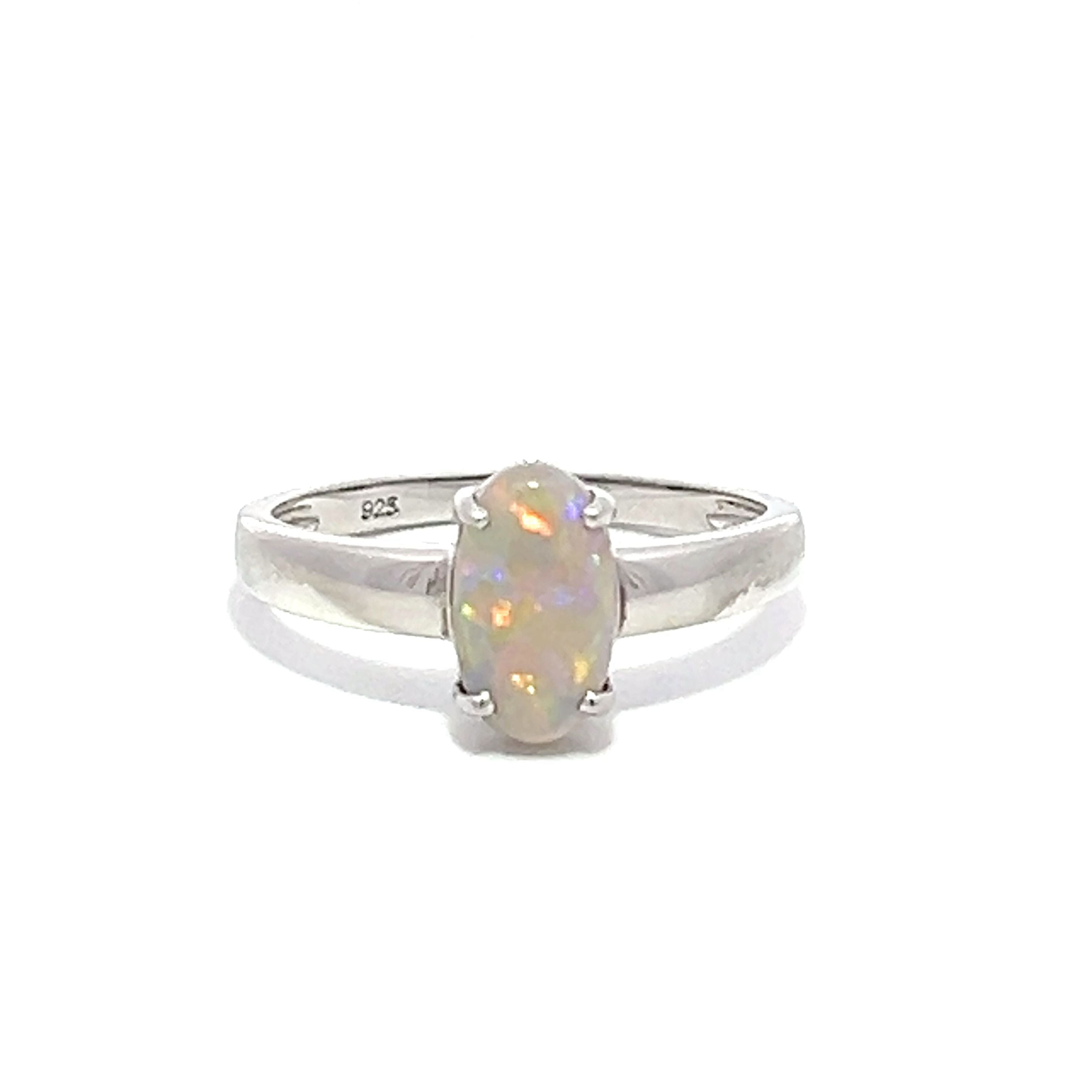 Semi Black Opal Oval Ring