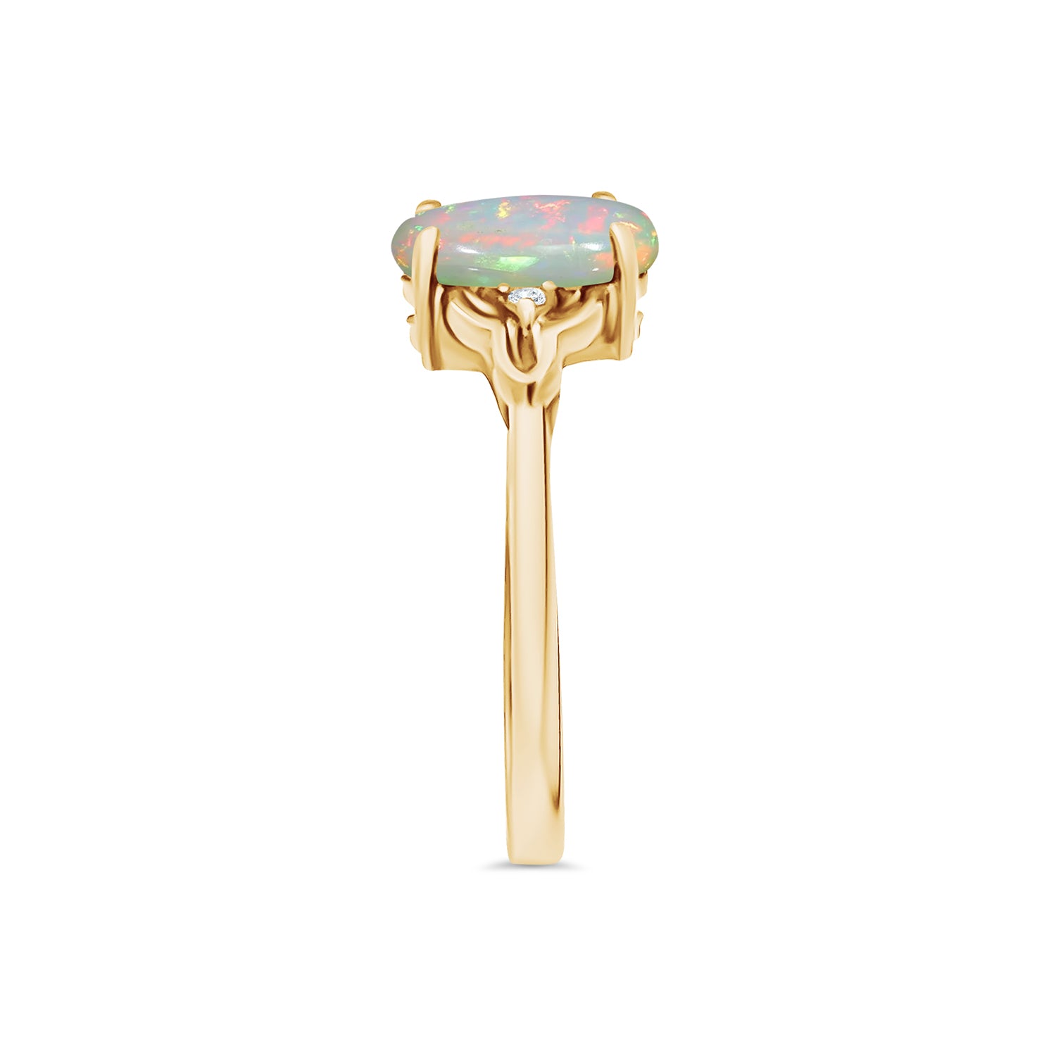 White Opal Diamond Ring