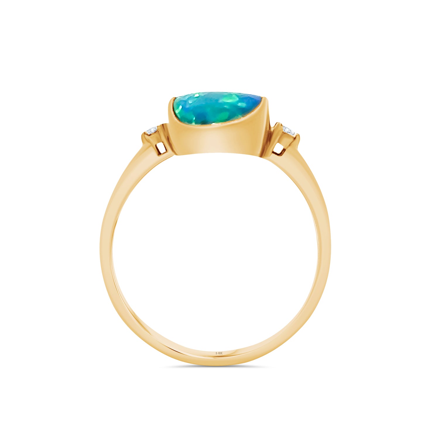 Solid Opal Diamond Ring