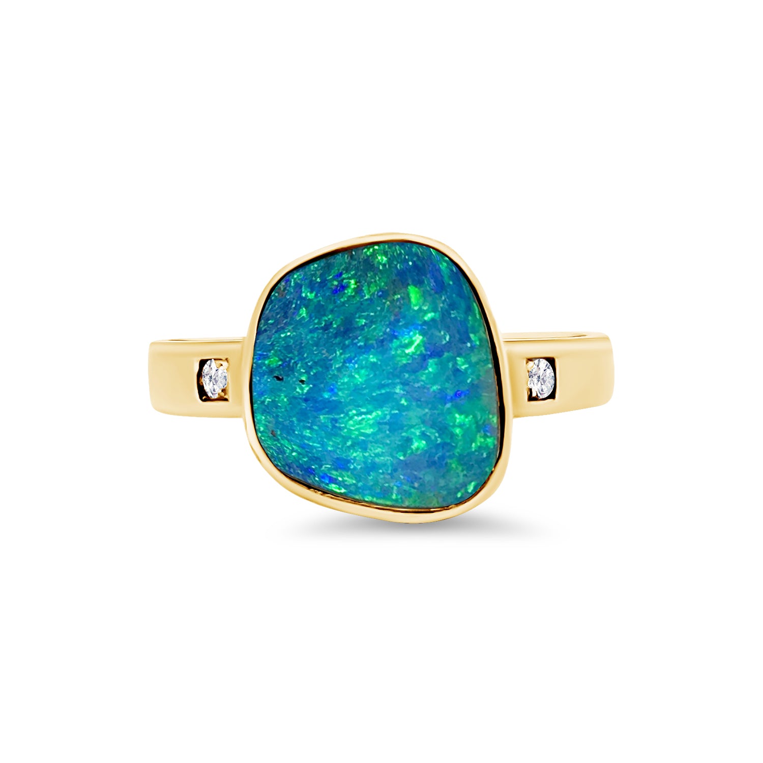 Australian Opal Doublet Diamond Ring