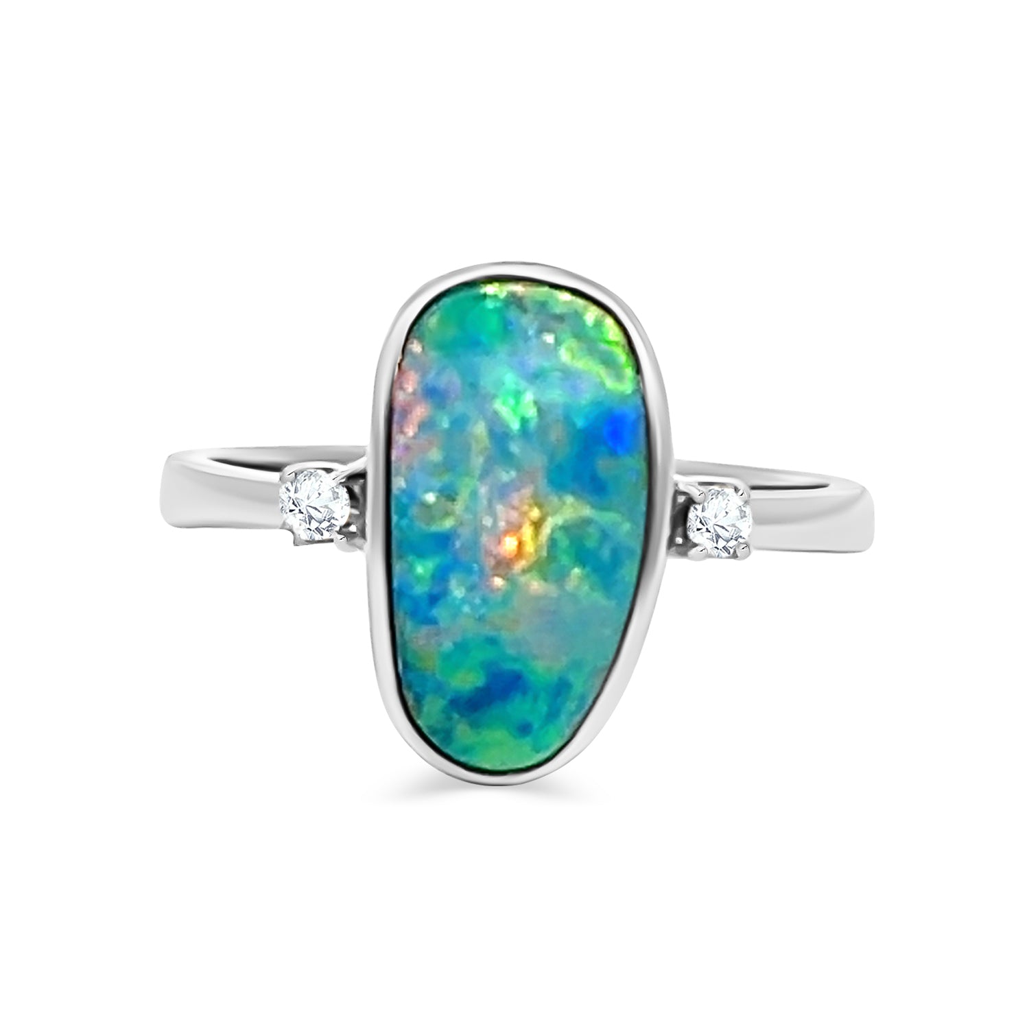 Doublet Opal Diamond Ring
