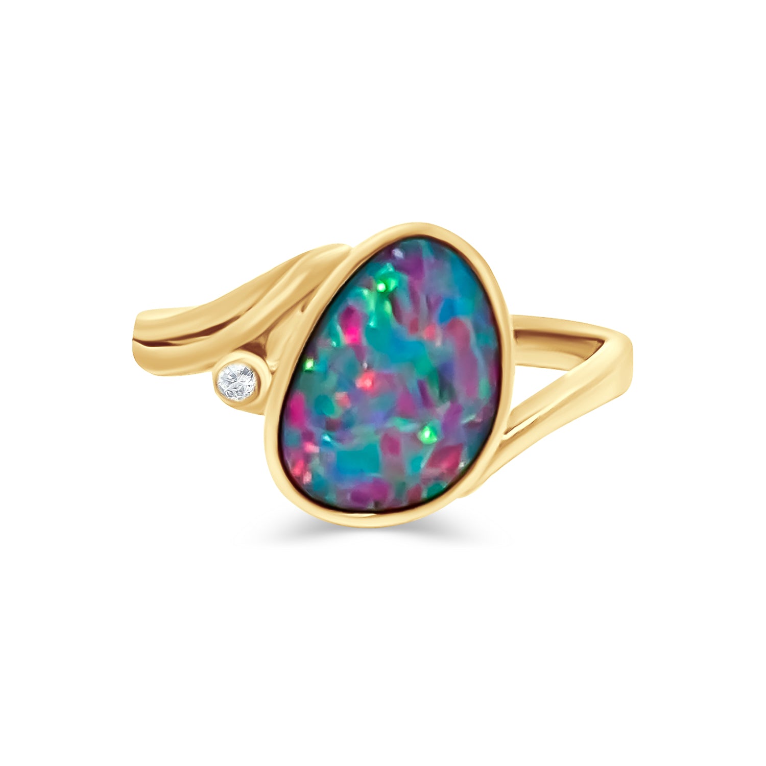 Opal Doublet Diamond Ring
