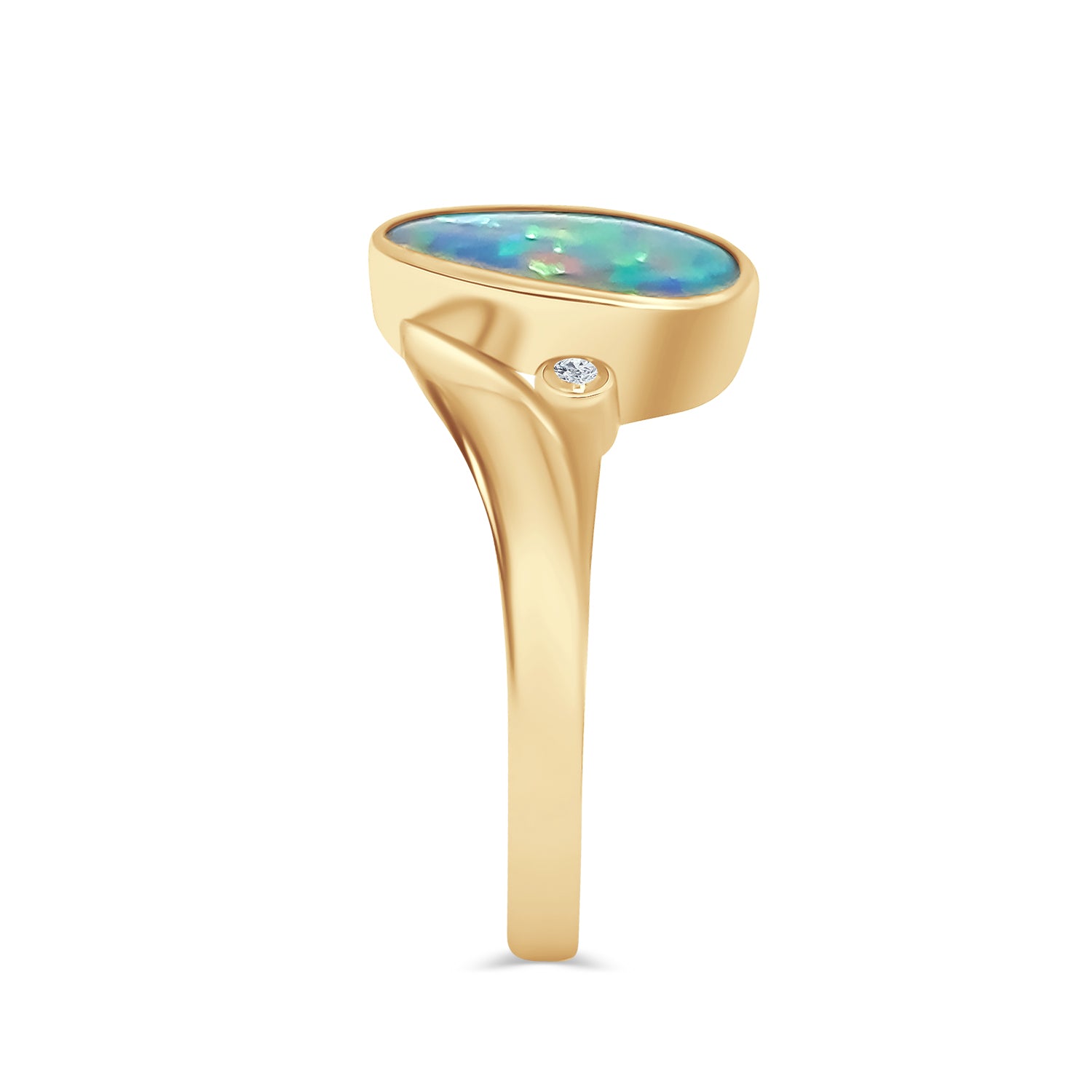 Opal Doublet Diamond Ring
