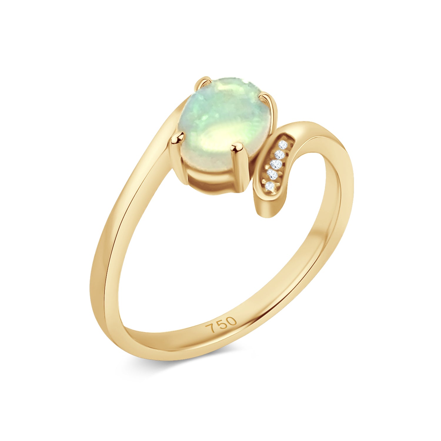 White Opal Diamond Ring