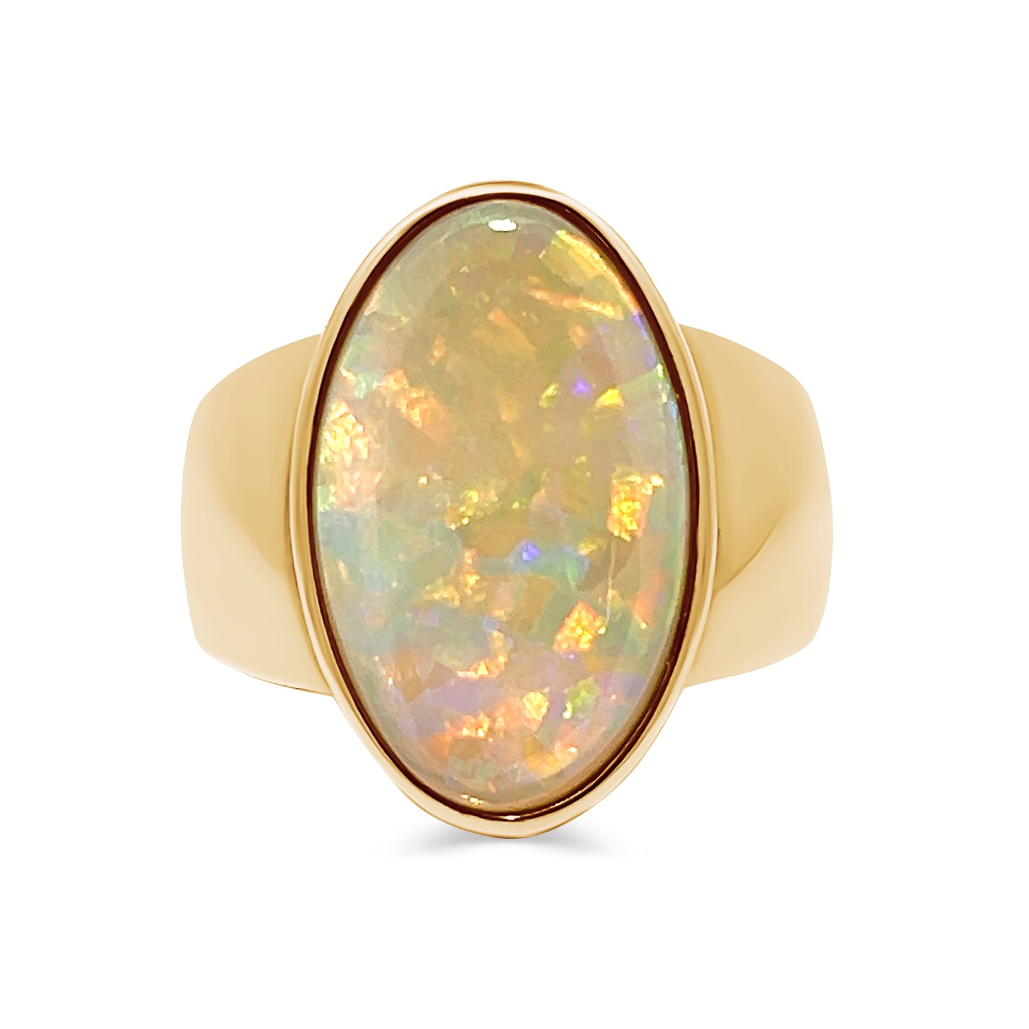 White Opal Oval Ring