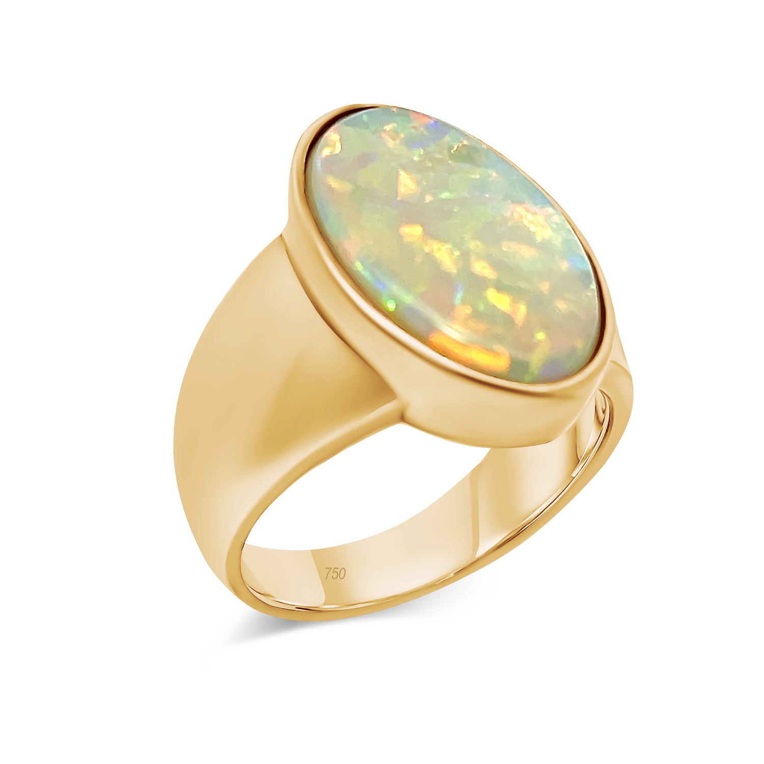 White Opal Oval Ring