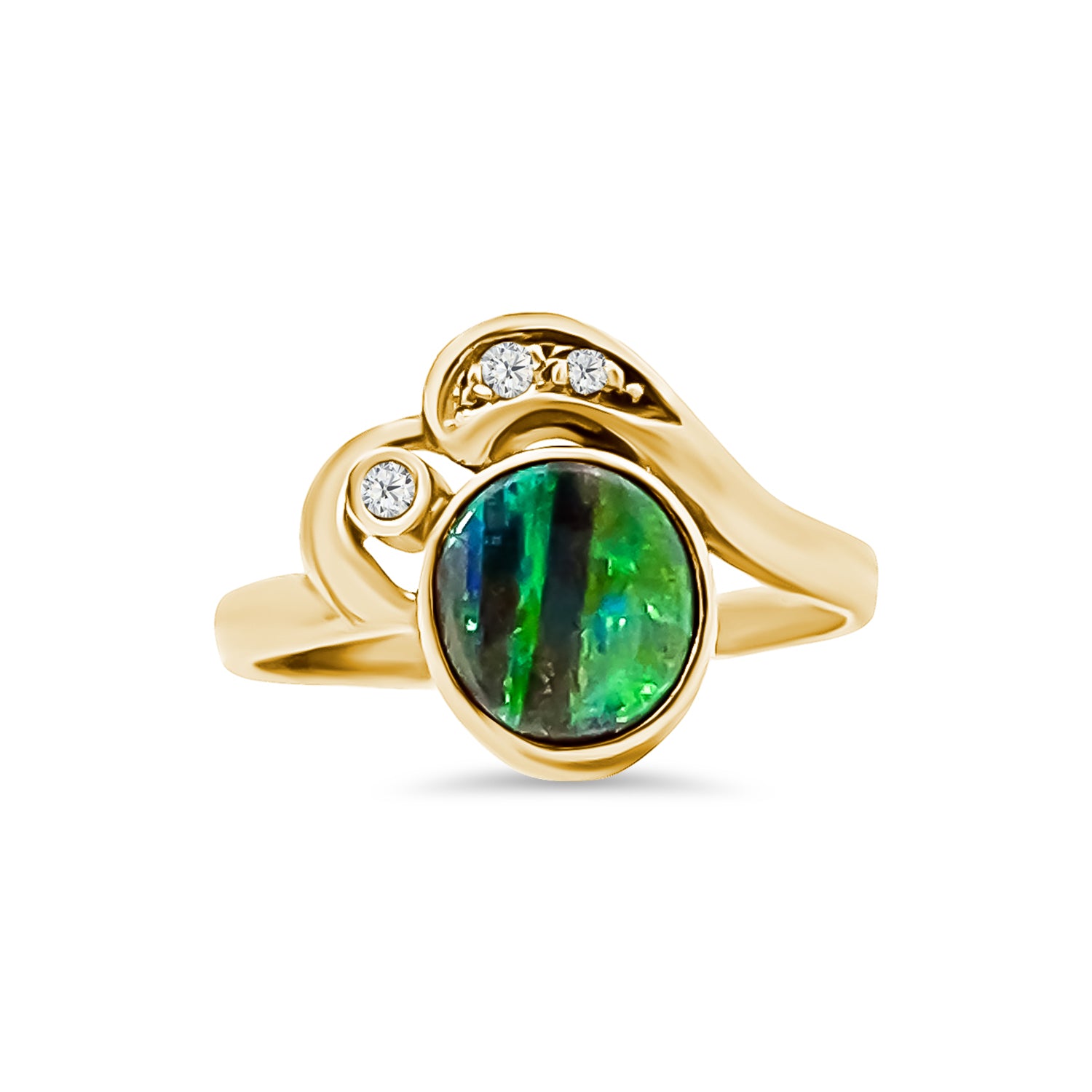 Boulder Opal Round Diamond Ring