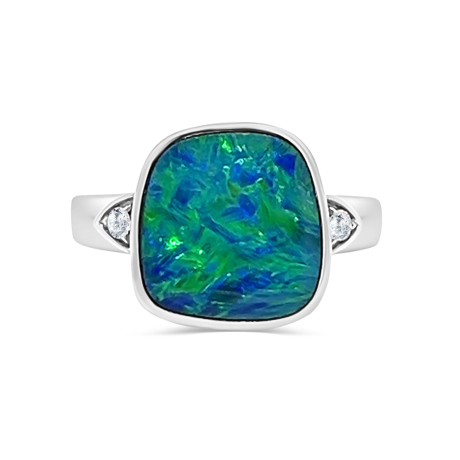 Doublet Opal and Diamond Ring