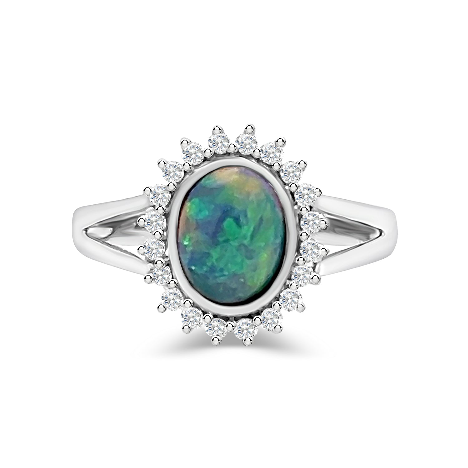 Black Opal and Diamond Ring