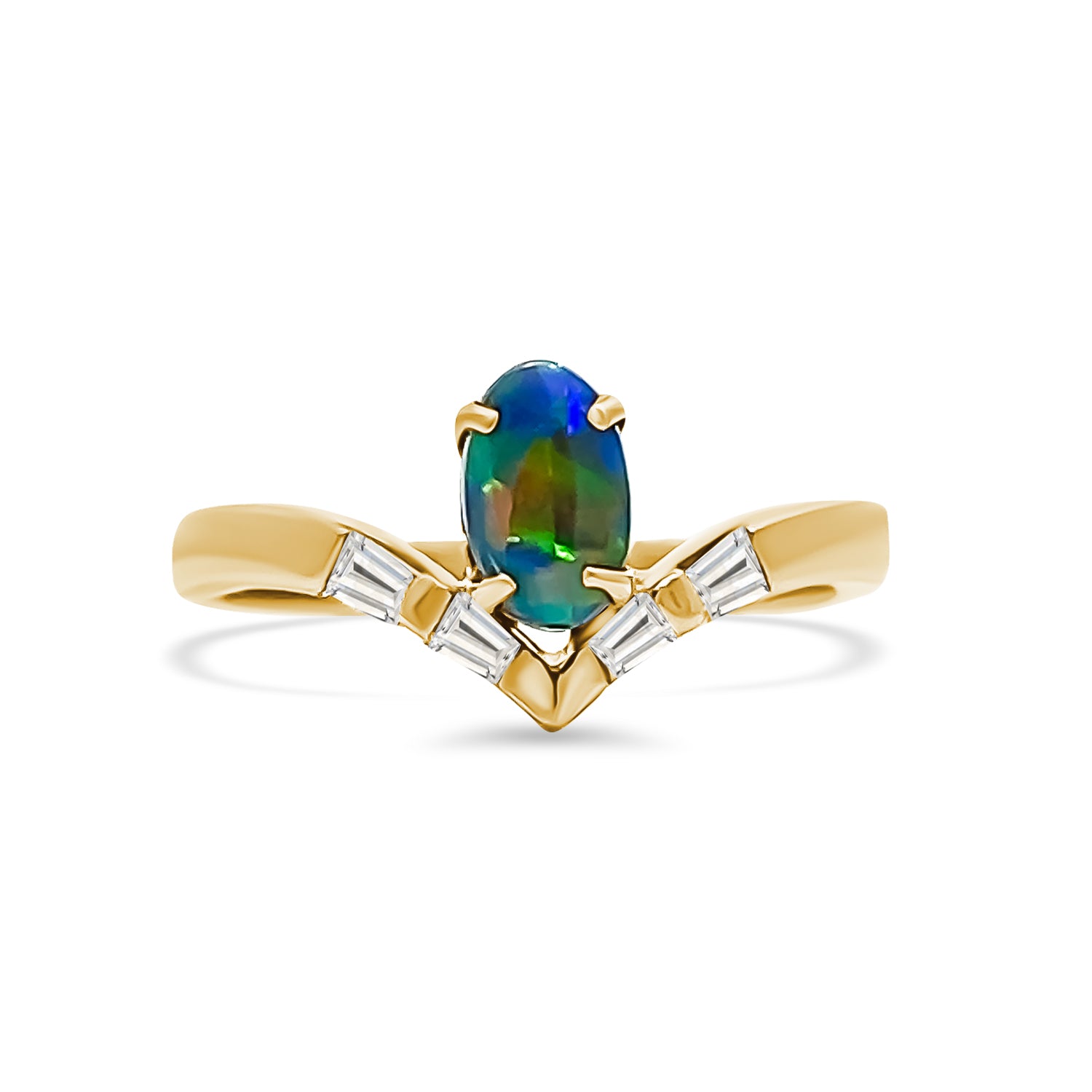 Black Opal Diamond Ring