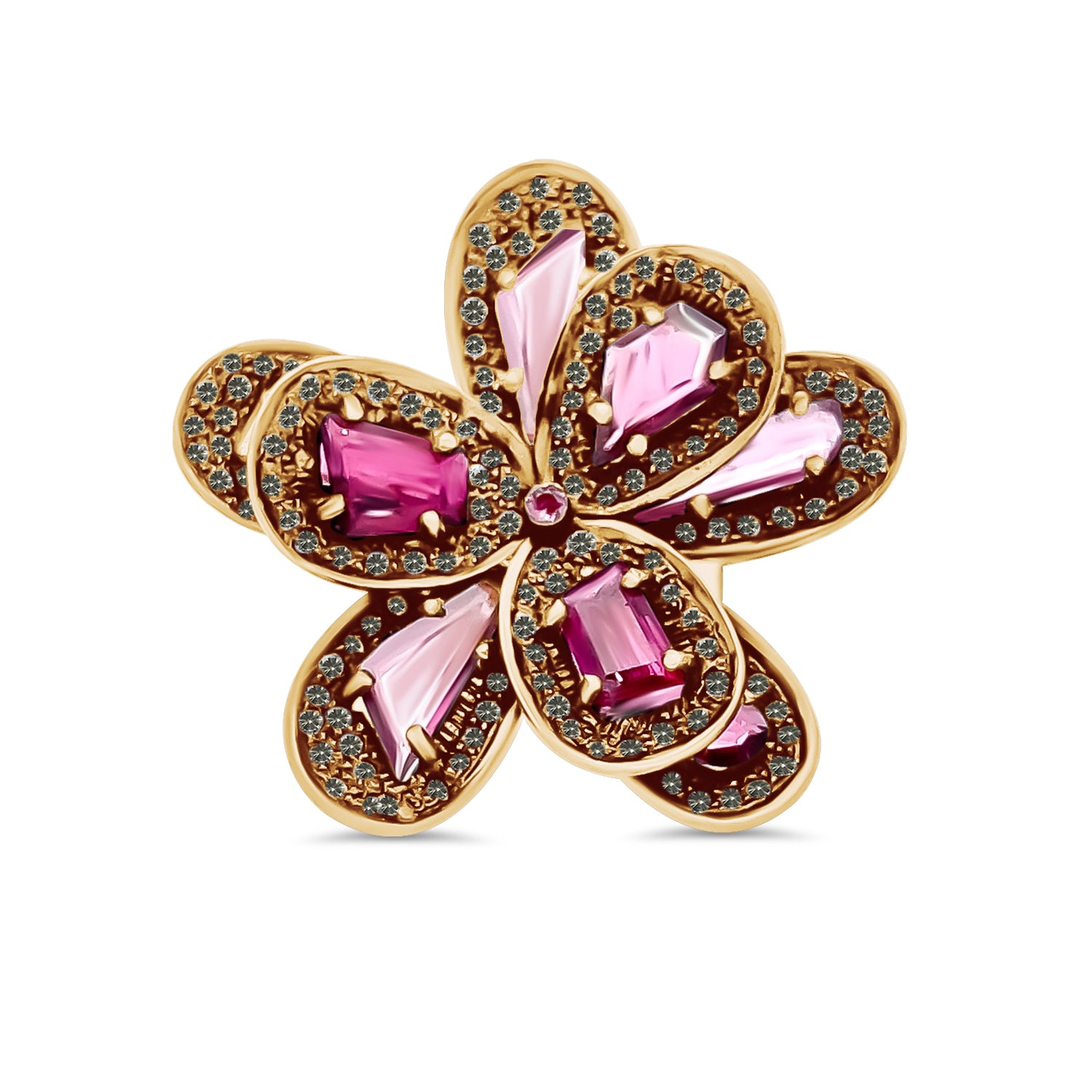 Tourmaline Black Diamond Flower Ring