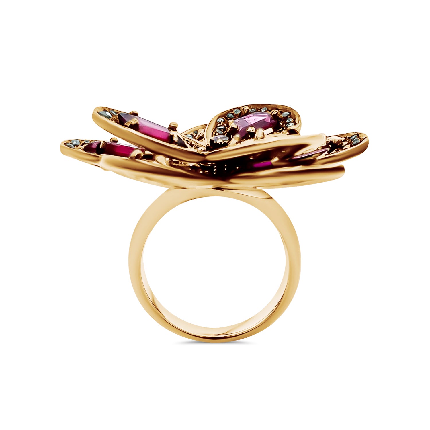 Tourmaline Black Diamond Flower Ring
