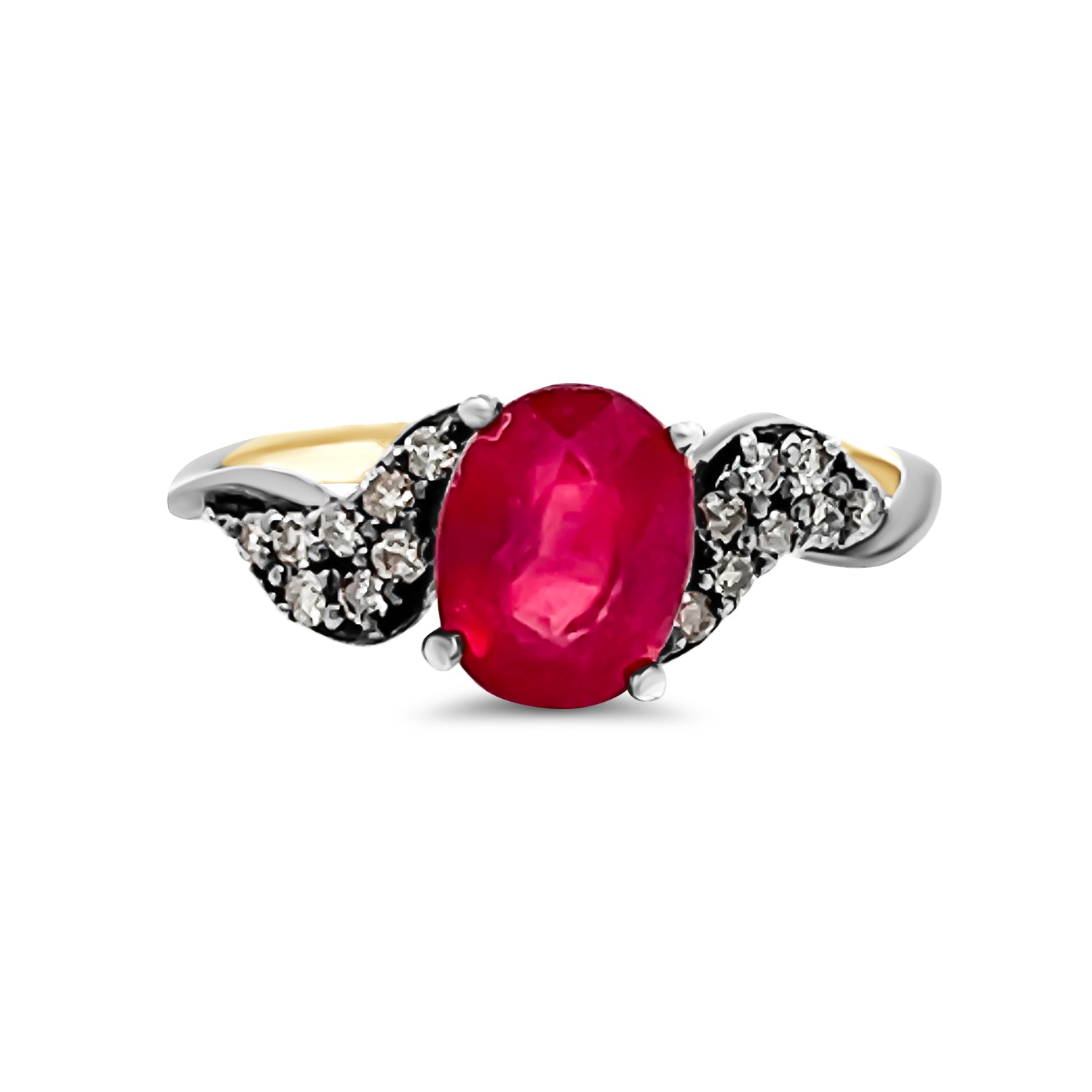 Ruby Black Diamond Swirl Oval Ring