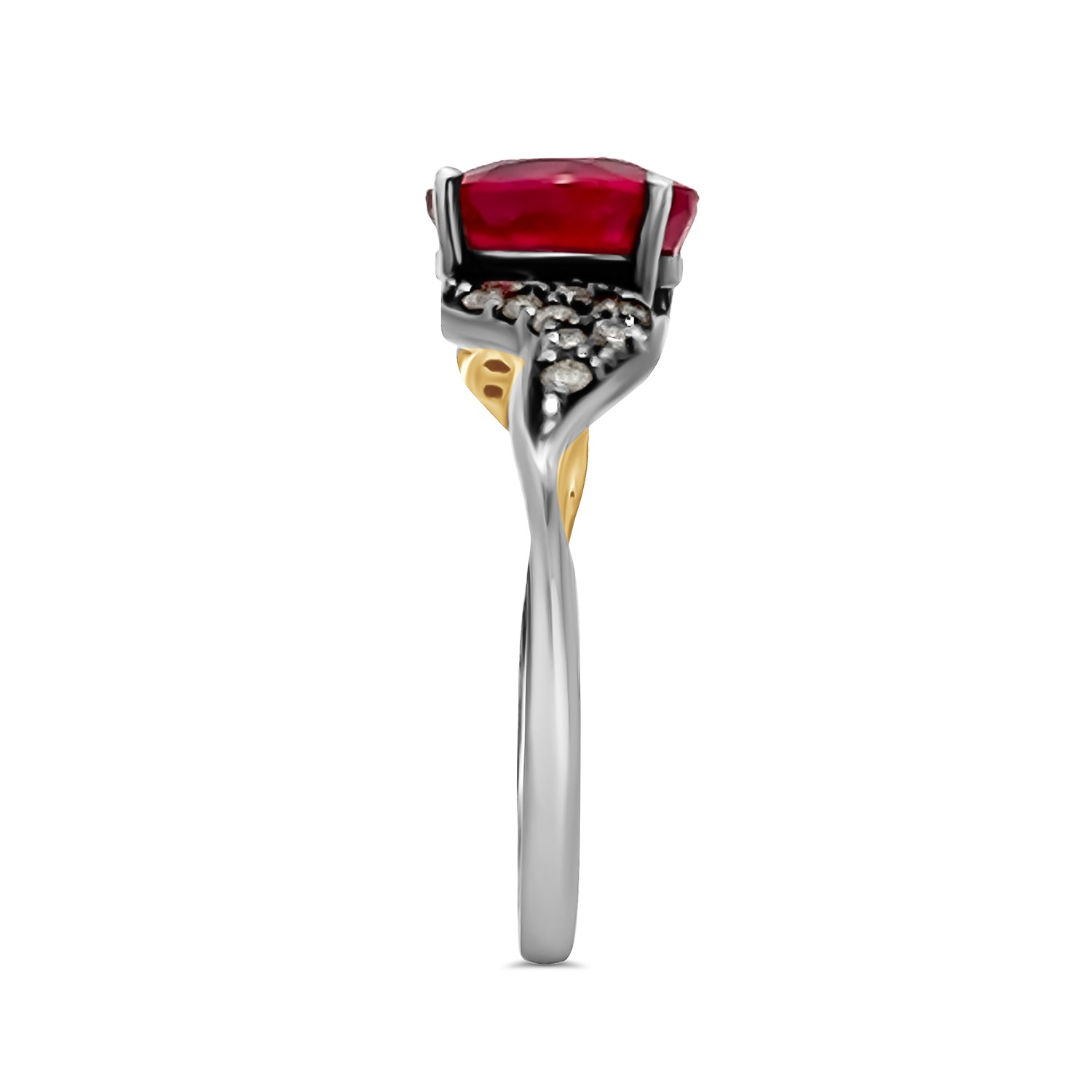 Ruby Black Diamond Swirl Oval Ring