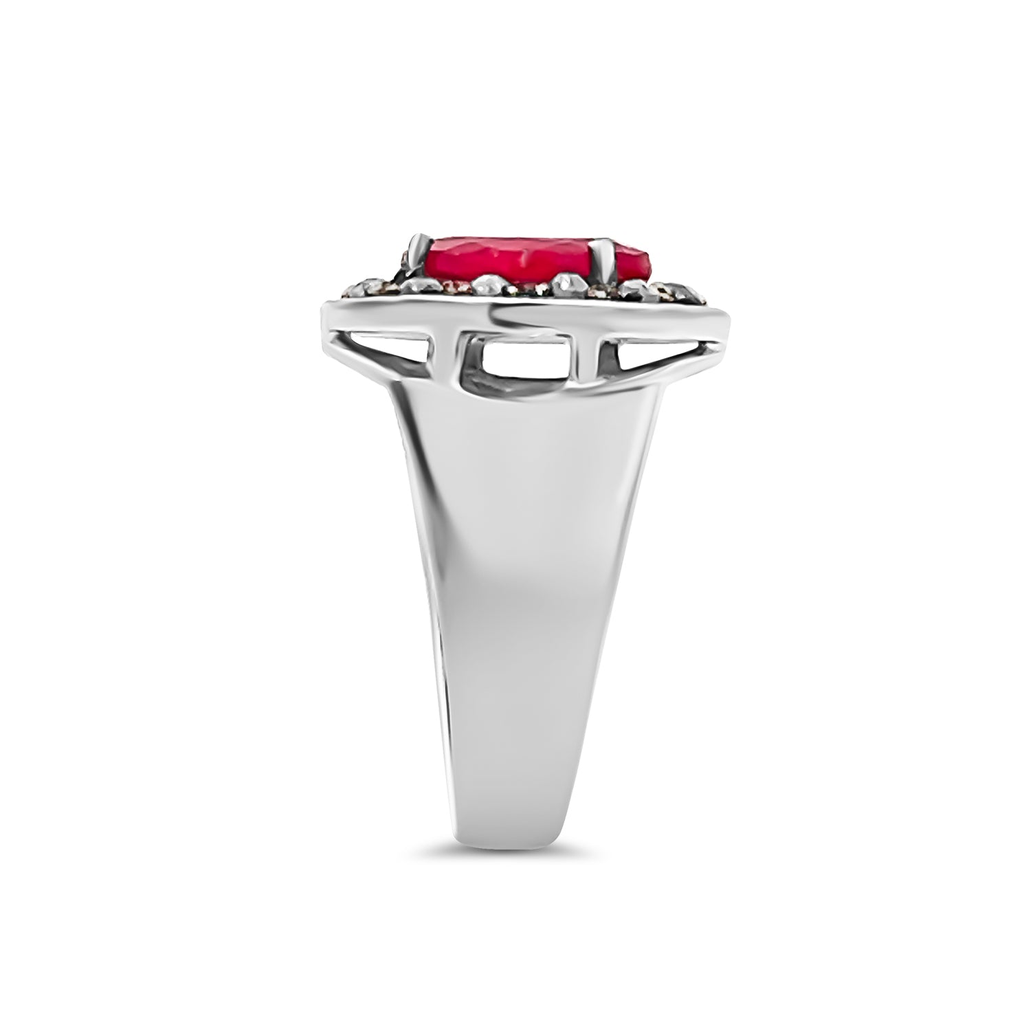 Ruby Black Diamond Oval Ring