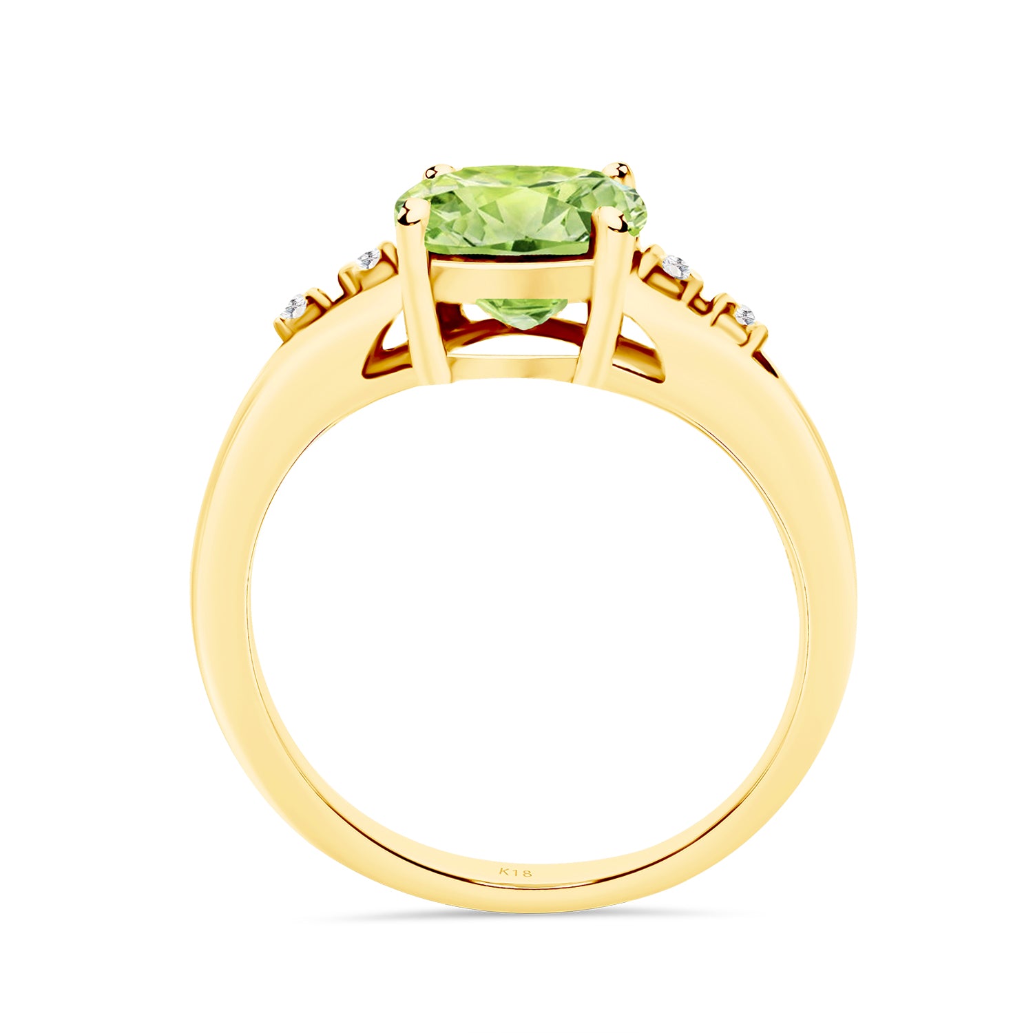 Peridot Diamond Round Ring