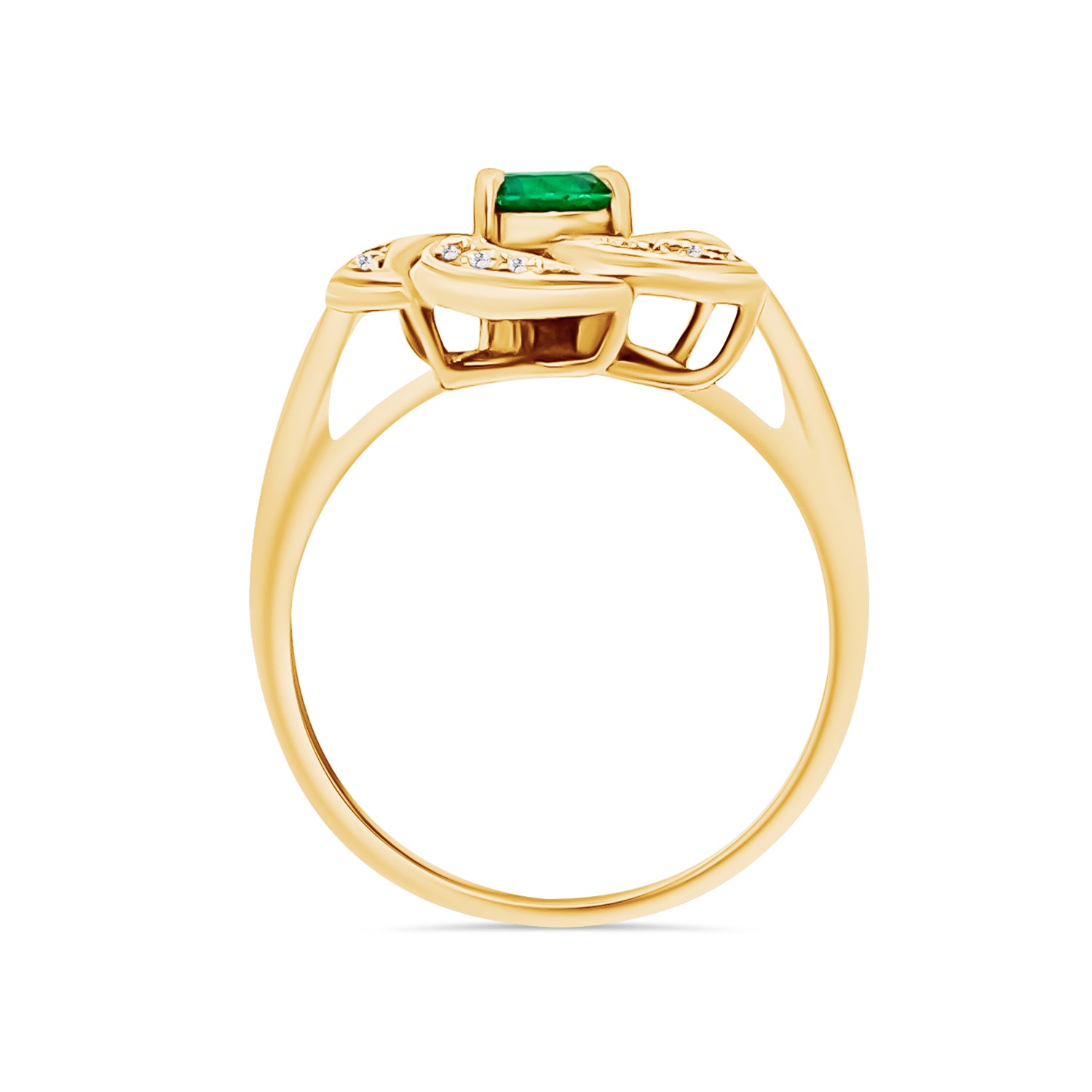 Emerald Diamond Flower Ring