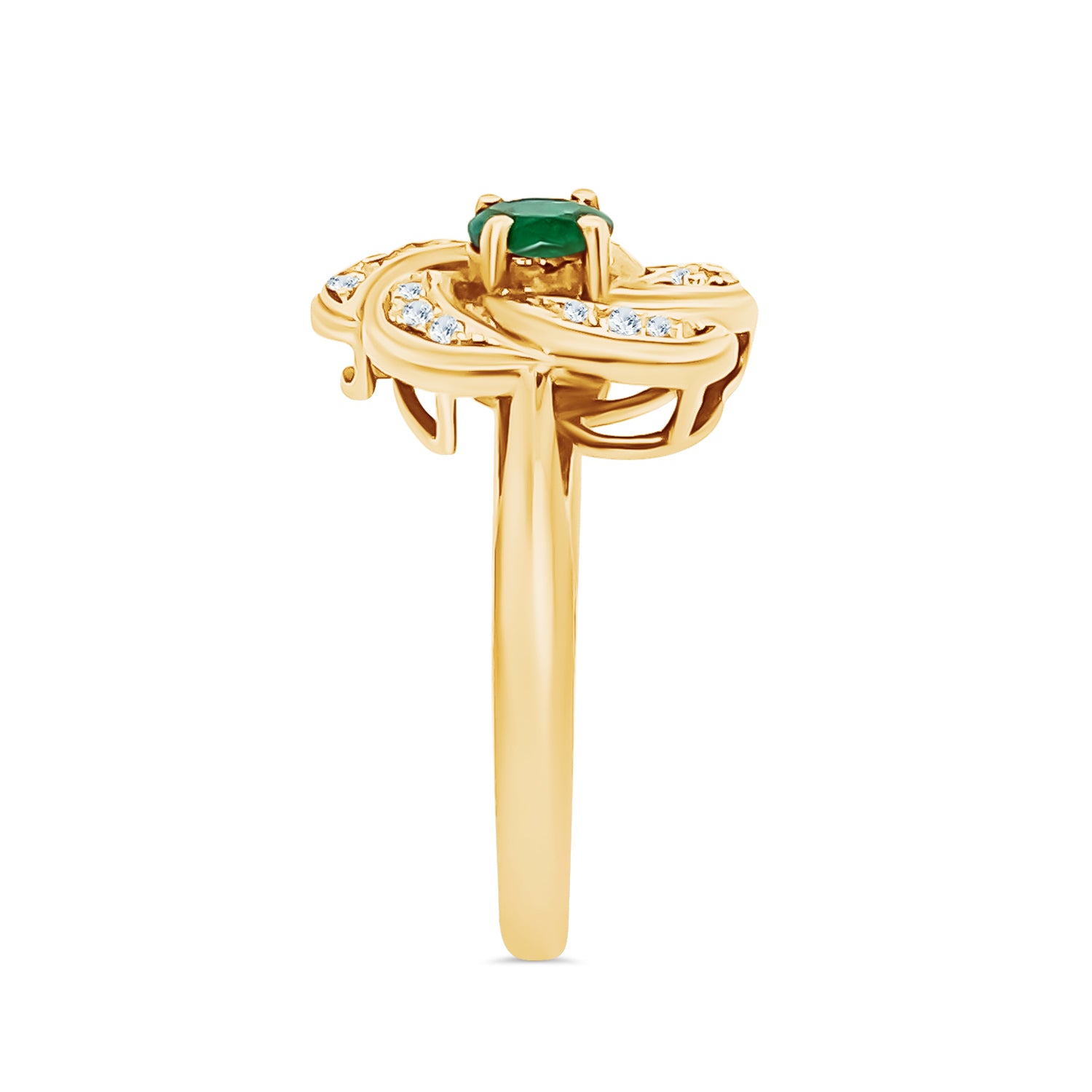Emerald Diamond Flower Ring