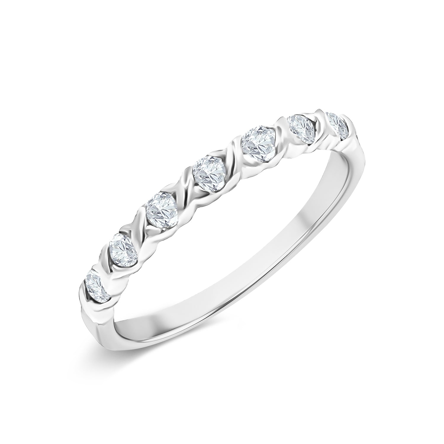 Cross Diamond Half Eternity Ring