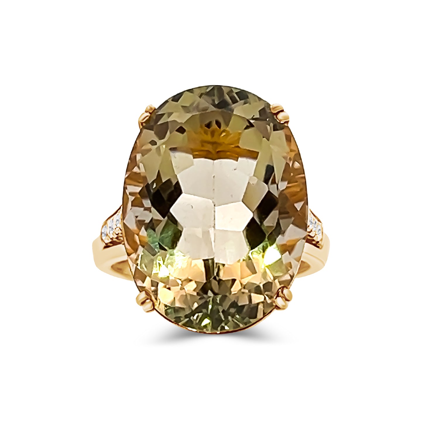 Smoky Quartz Oval Diamond Ring