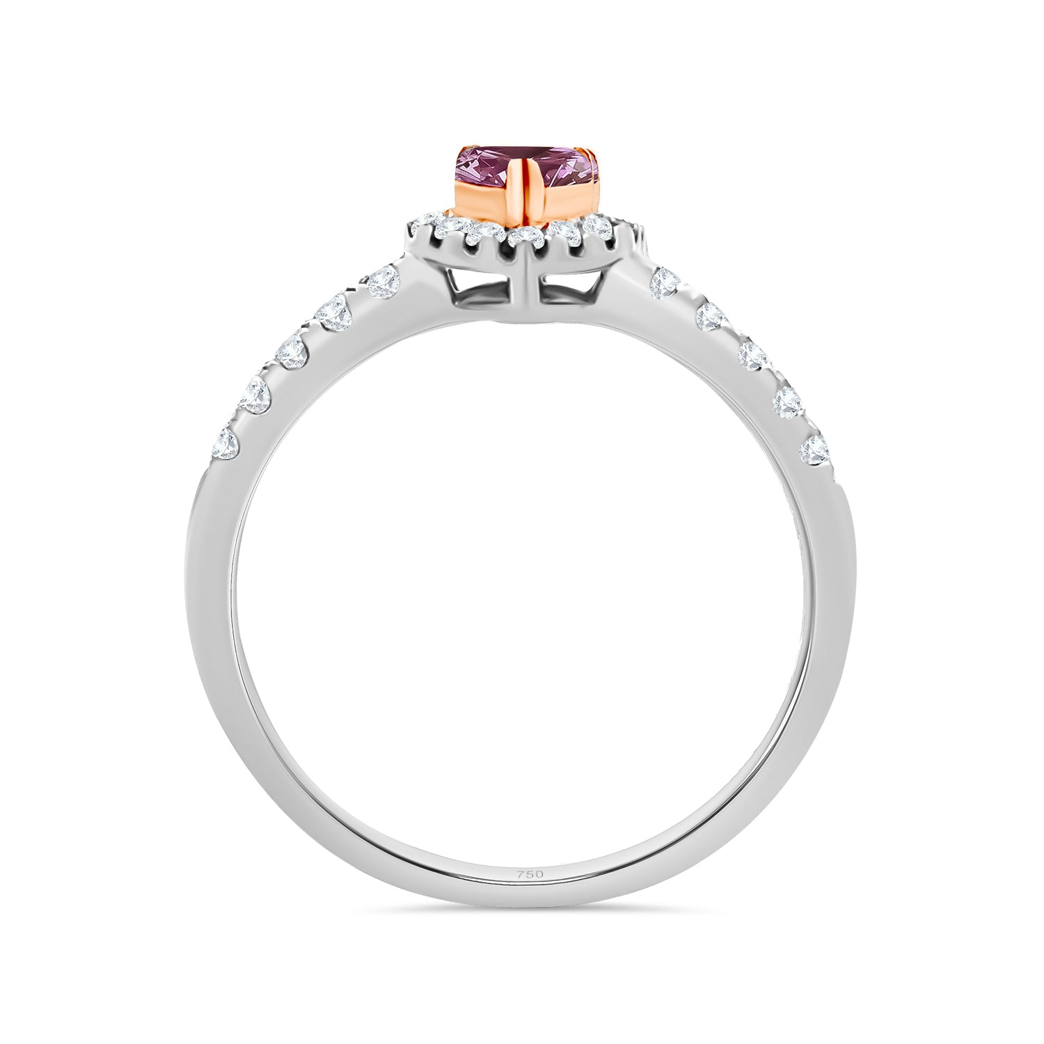 Purple Heart Diamond Halo Engagement Ring