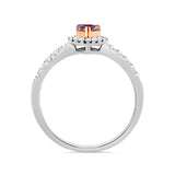 Purple Heart Diamond Halo Engagement Ring