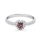 Purple Heart Diamond Halo Engagement Ring