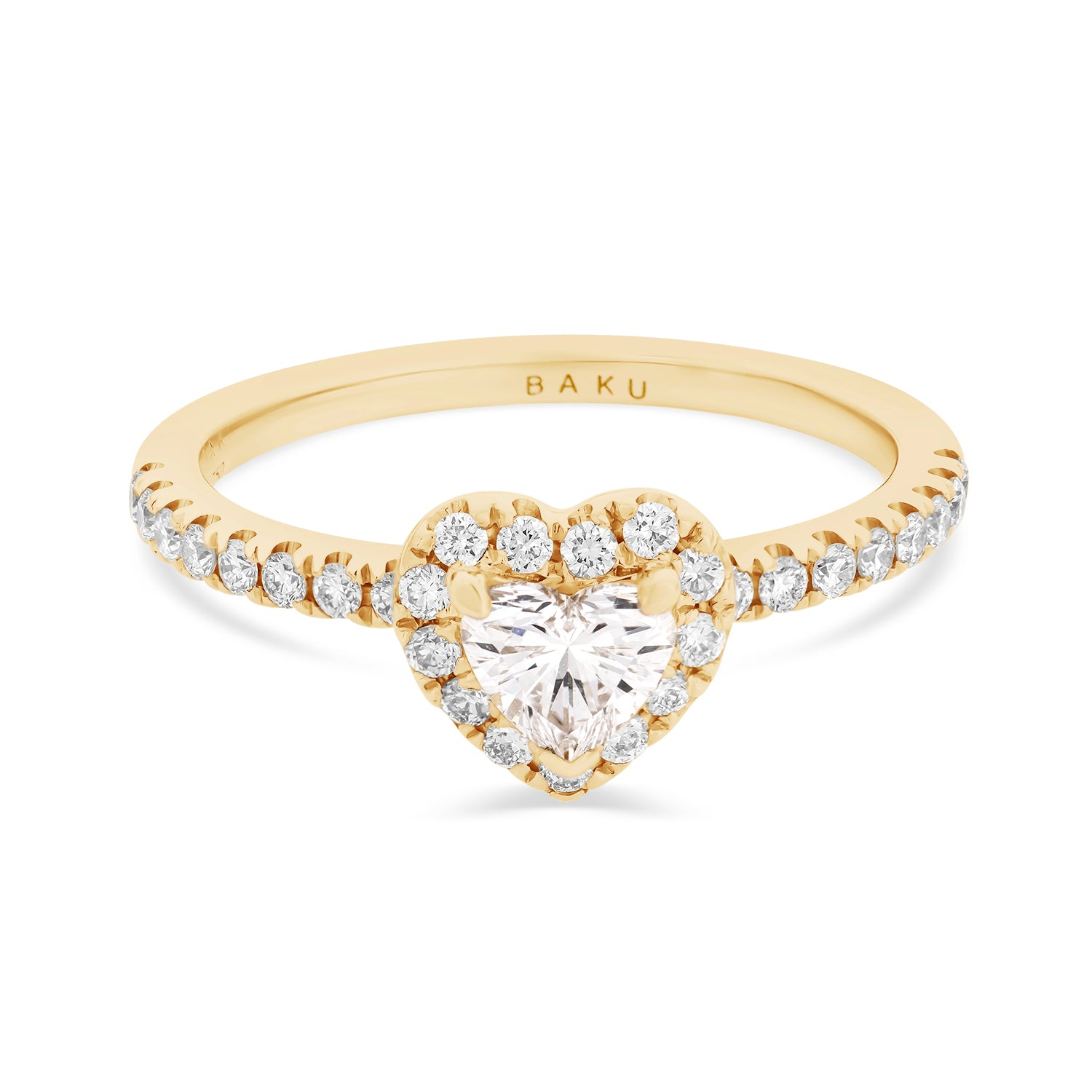Heart Diamond Halo Engagement Ring