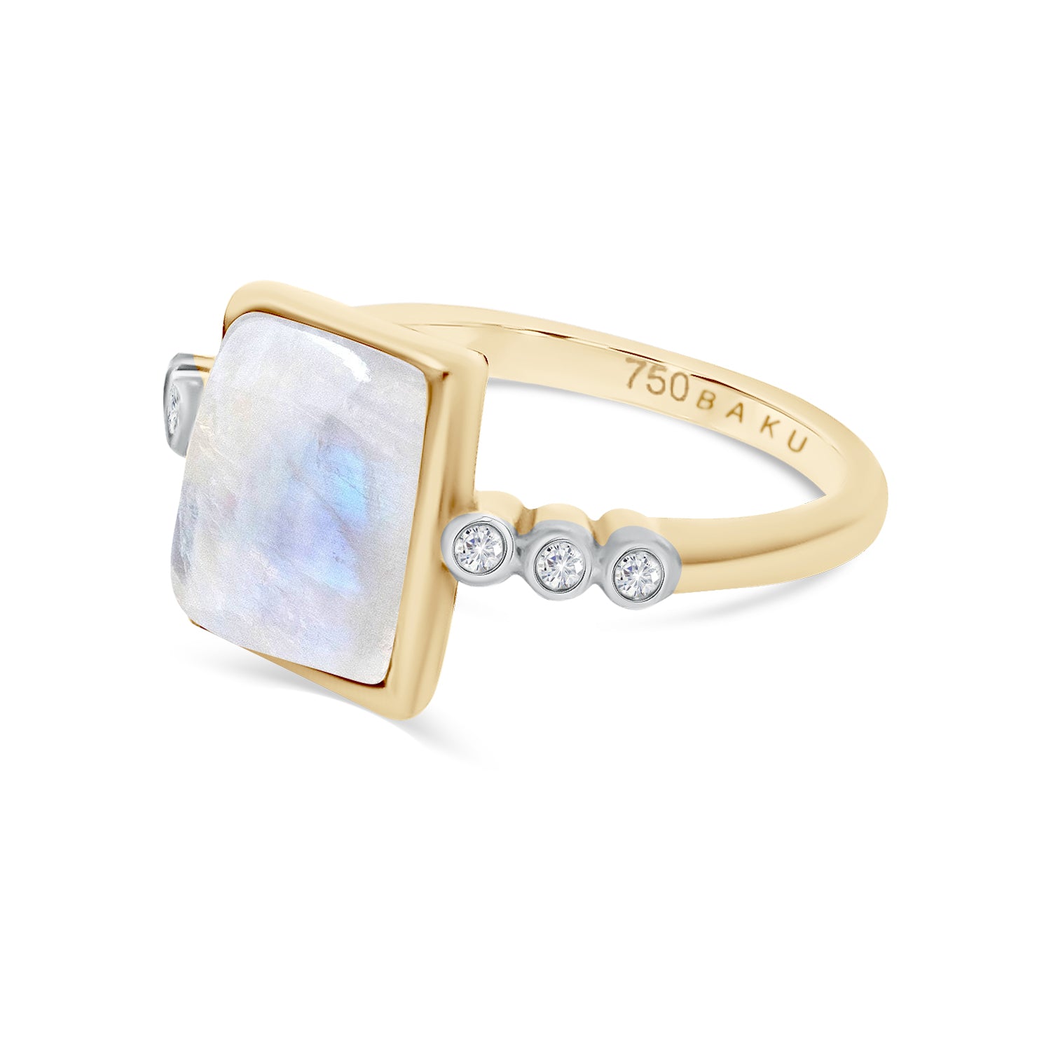 Moonstone Rectangle Diamond Ring