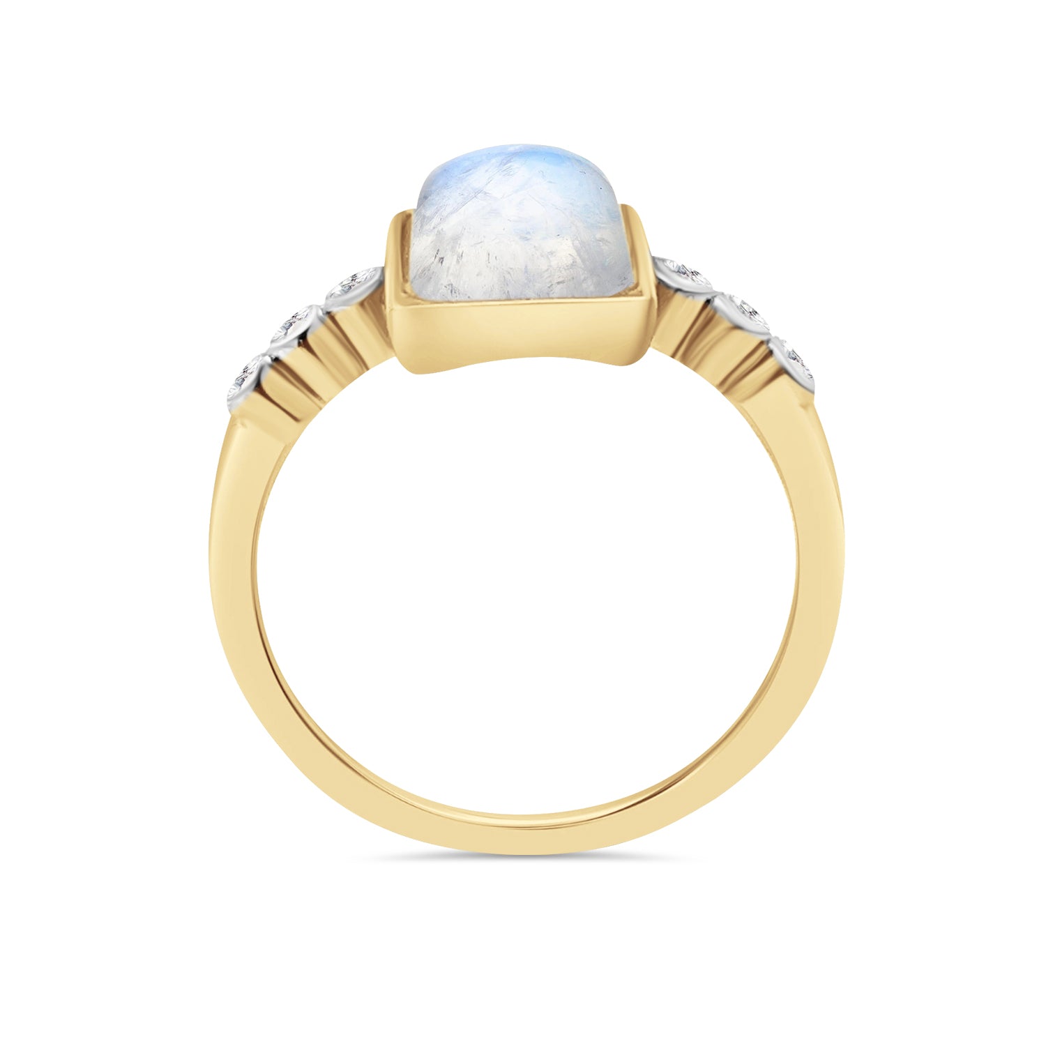 Moonstone Rectangle Diamond Ring