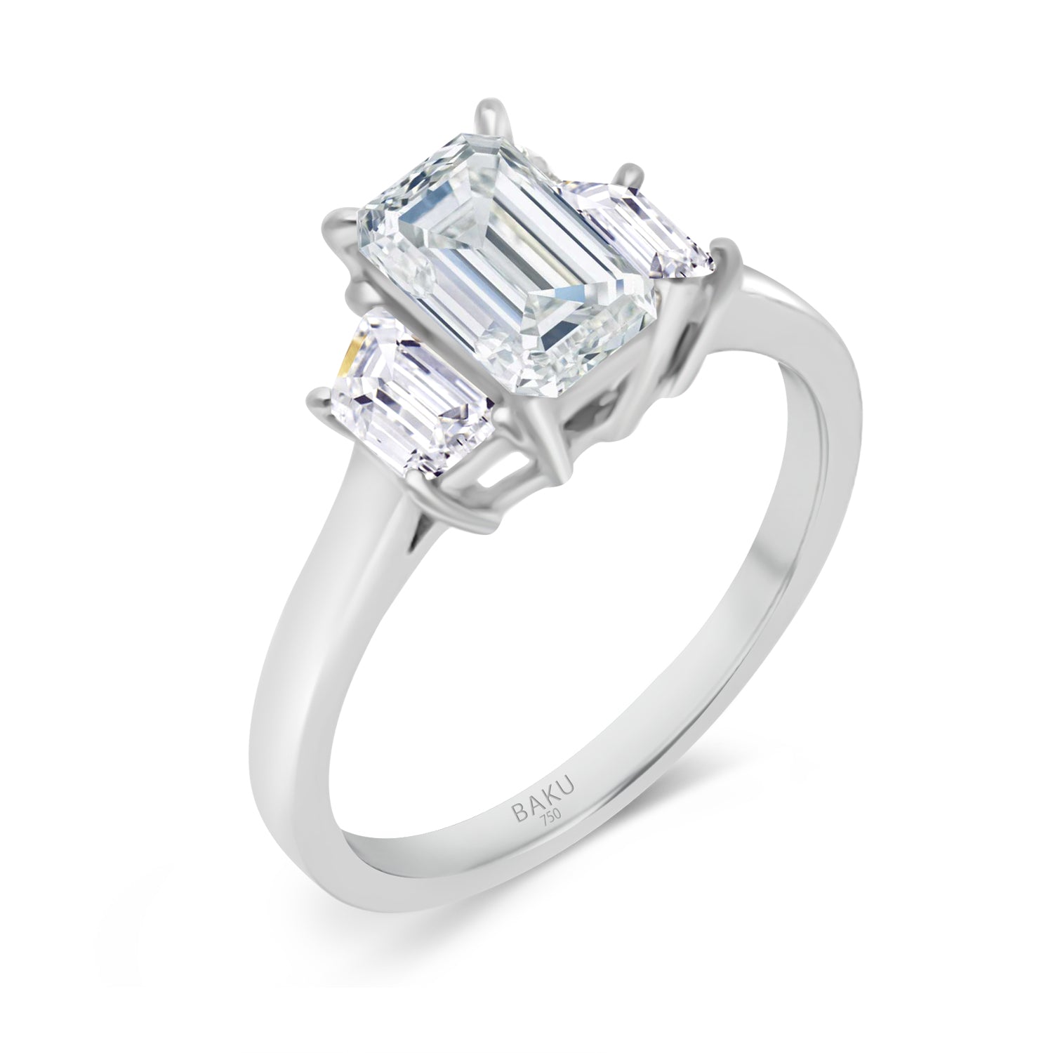 1.35Ct Emerald Cut Trapezoid Diamond Engagement Ring