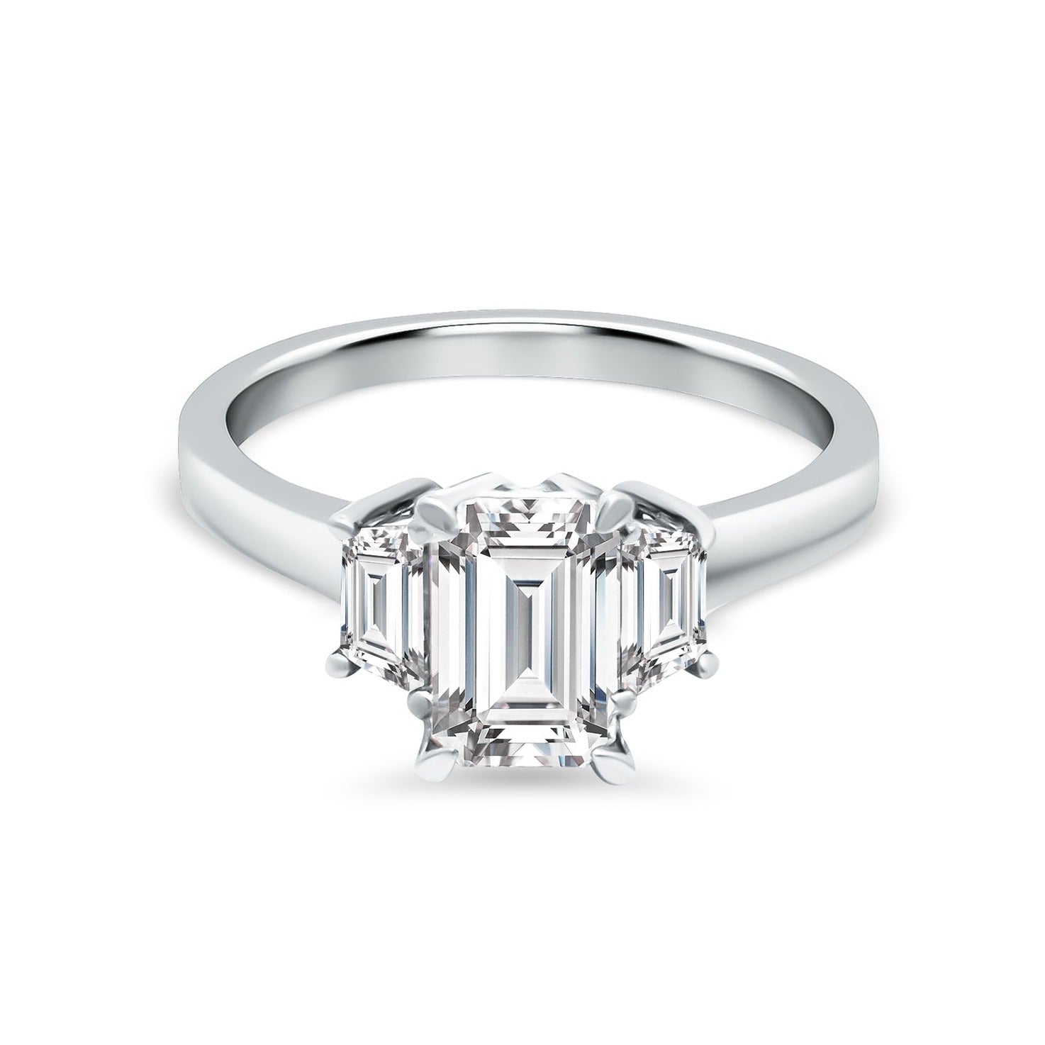 1.35Ct Emerald Cut Trapezoid Diamond Engagement Ring