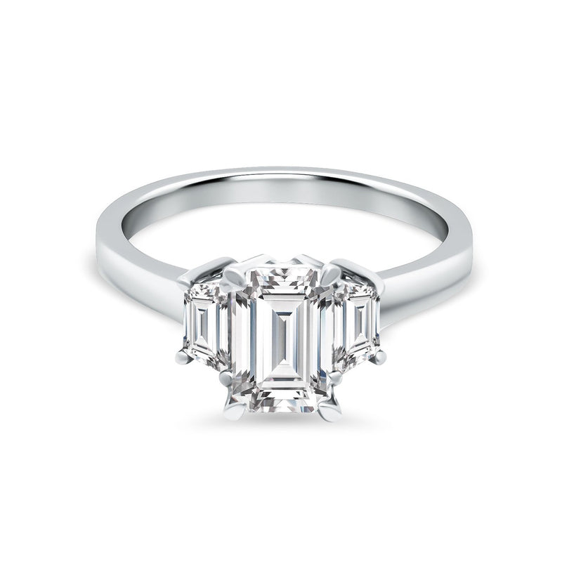 1.35Ct Emerald Cut Trapezoid Diamond Engagement Ring